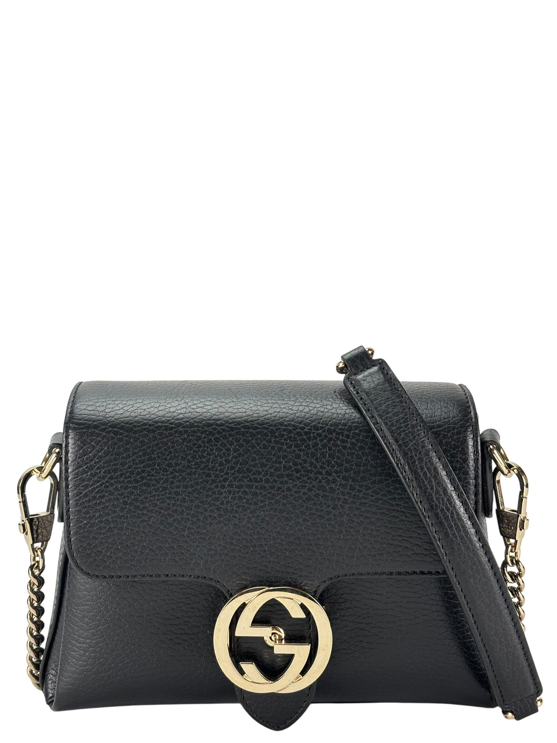 GUCCI - Black Interlocking G Chain Shoulder Bag