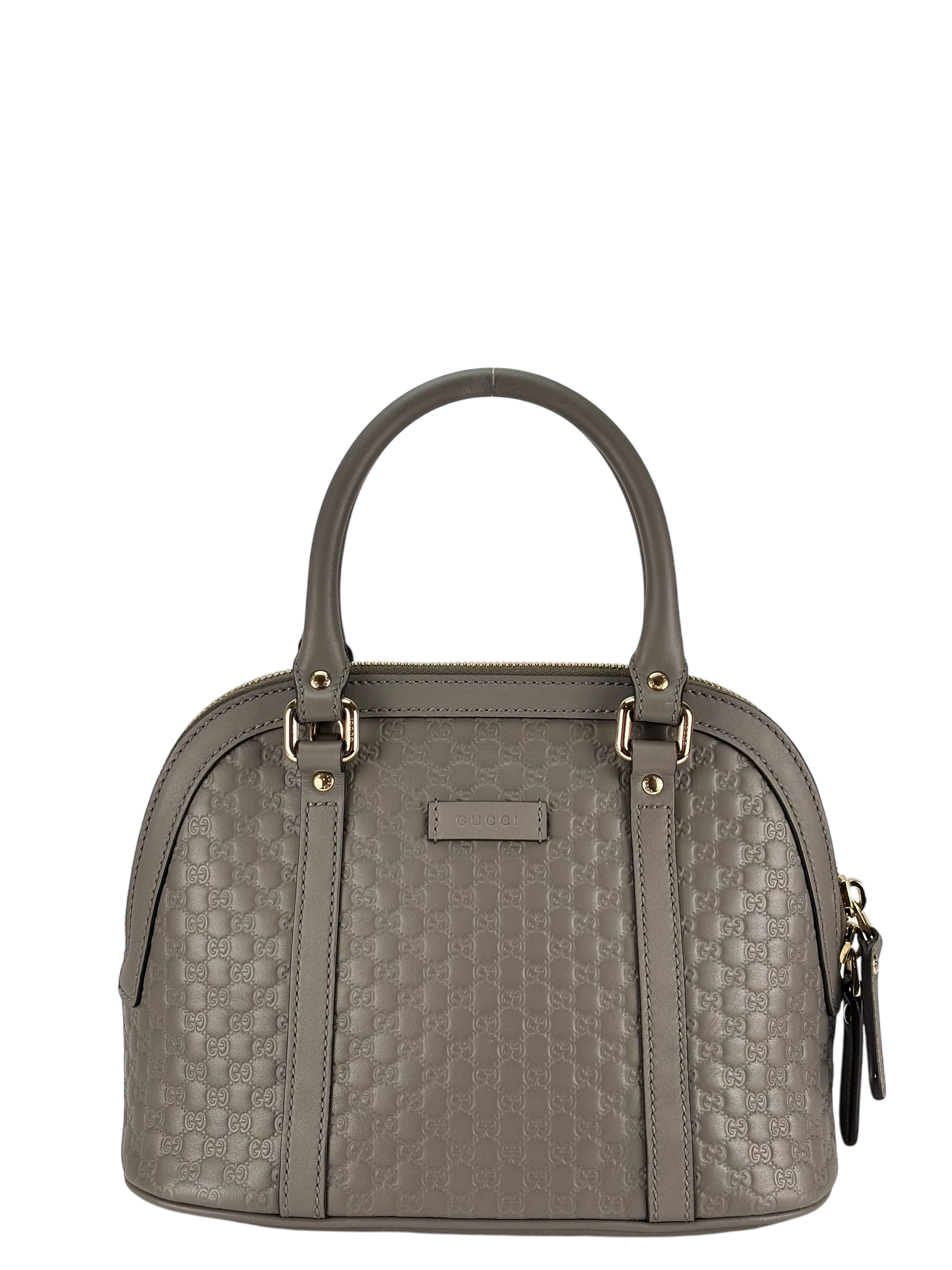 GUCCI - Grey Calfskin Mini Microguccissima Dome Bag