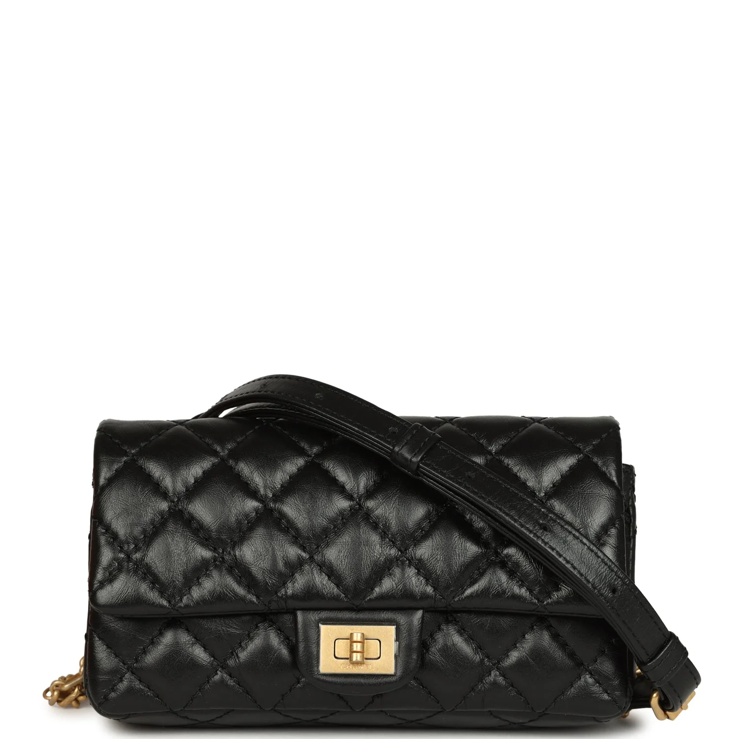 Chanel Mini Reissue Belt Bag Black Crumpled Aged Calfskin Antique Gold Hardware