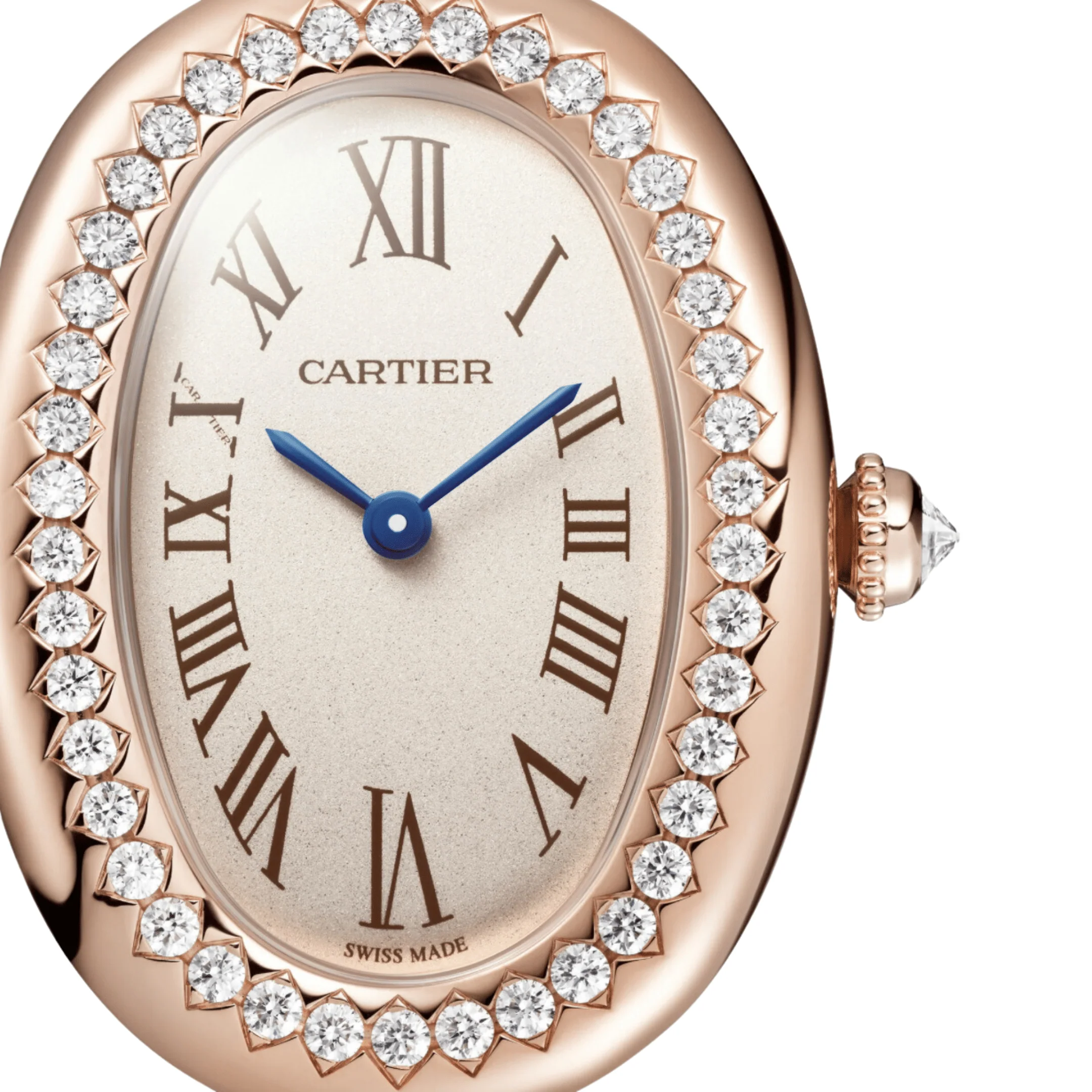 Cartier Baignoire Small WJBA0041 'Ladies' Rose Gold Silvered Dial Diamond Bezel Quartz (2024)