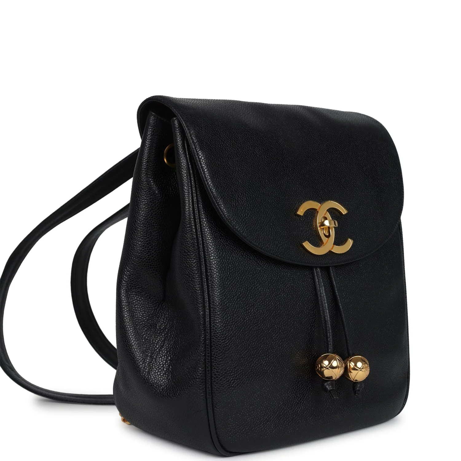 Vintage Chanel Medium CC Backpack Black Caviar Gold Hardware