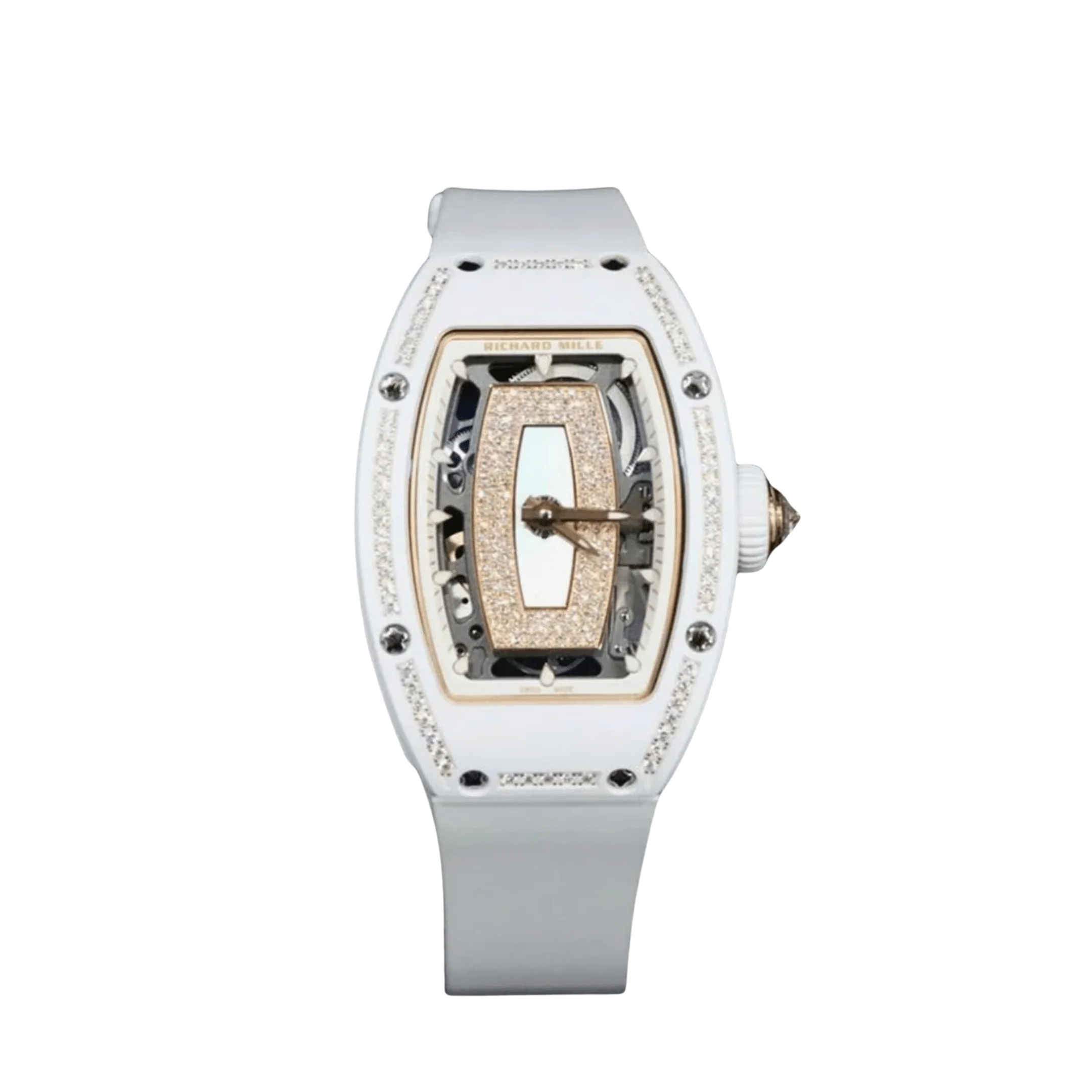 Richard Mille RM 07-01 'Ladies' White Ceramic Rose Gold Jasper Mother of Pearl Dial Diamond Bezel