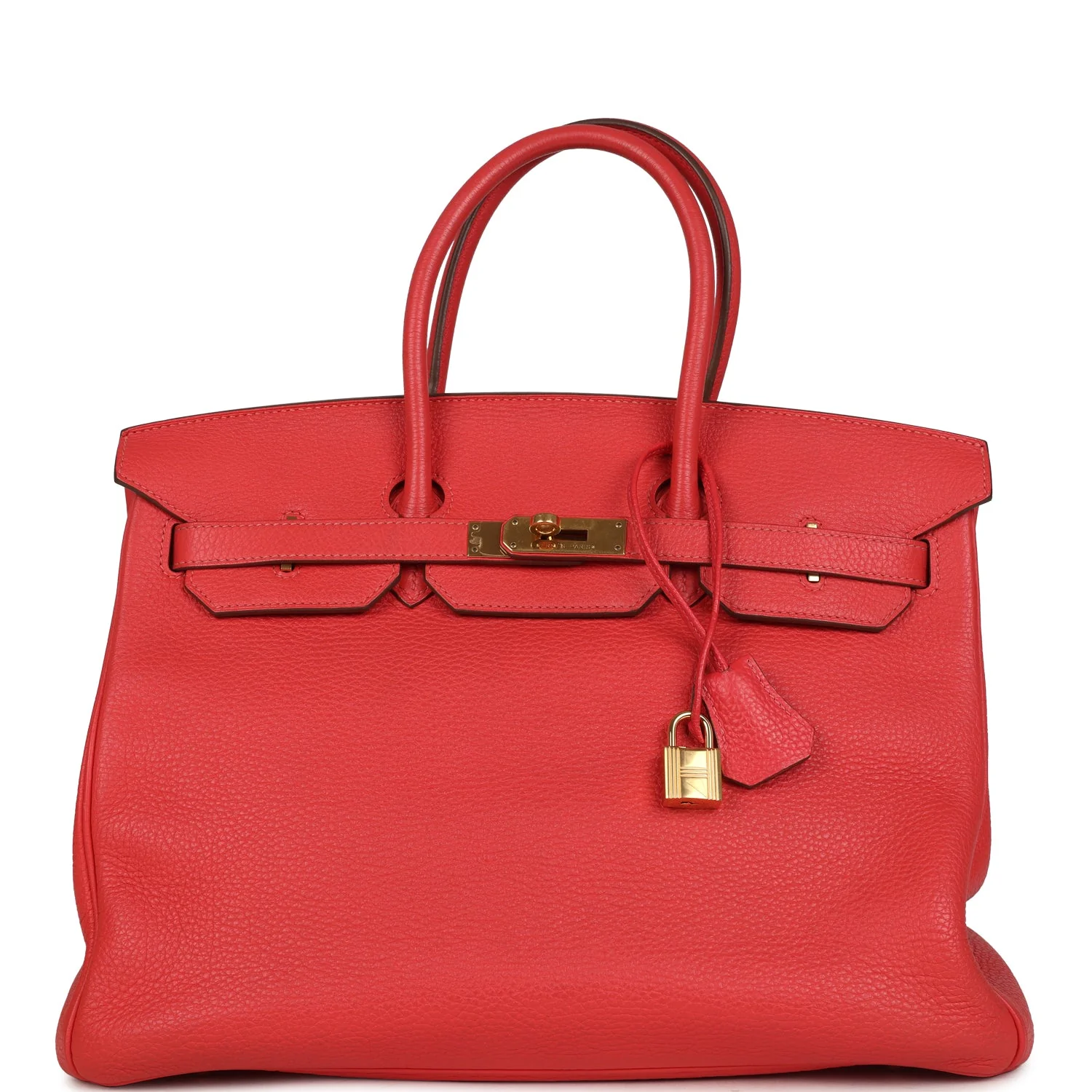 Pre-owned Hermes Birkin 35 Geranium Togo Gold Hardware