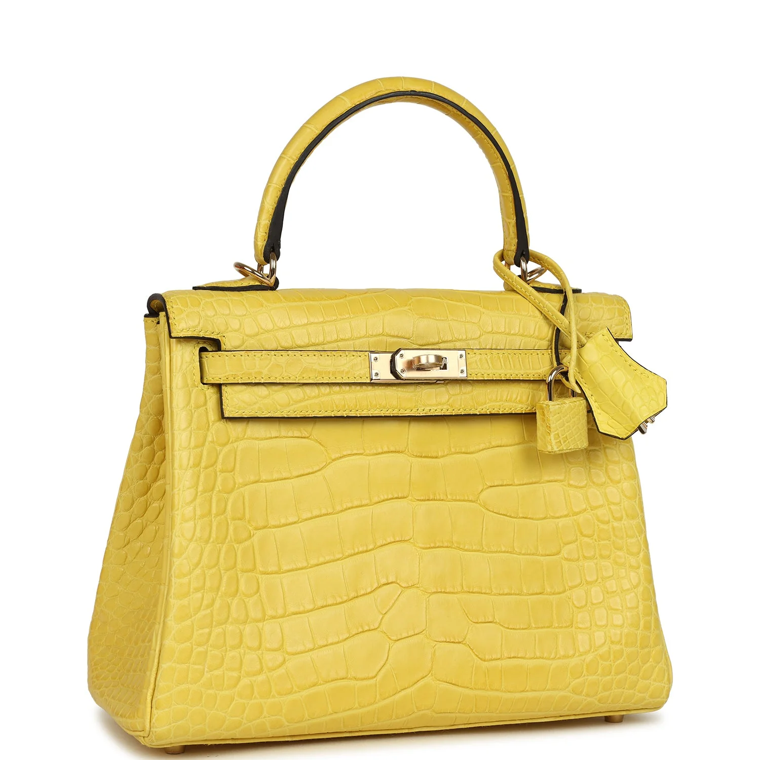 Hermes Kelly Retourne 25 Mimosa Matte Alligator Permabrass Hardware