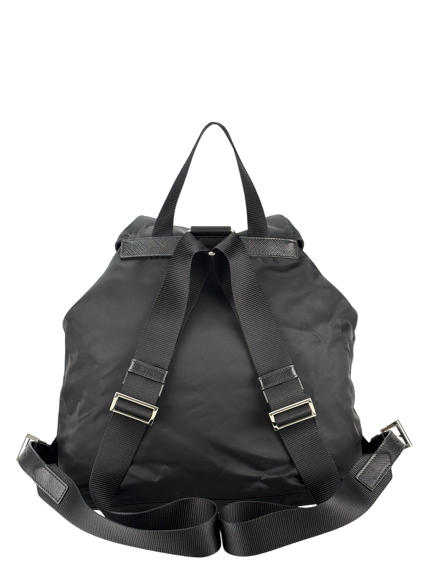 PRADA - Tessuto Nylon Soft Calfskin Medium Backpack Black