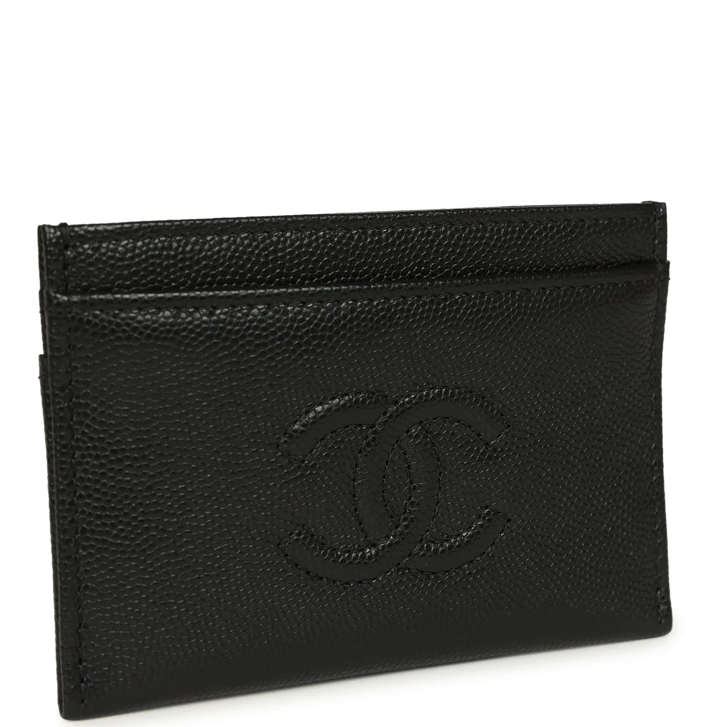 Chanel Classic CC Card Holder Wallet Black Shiny Caviar