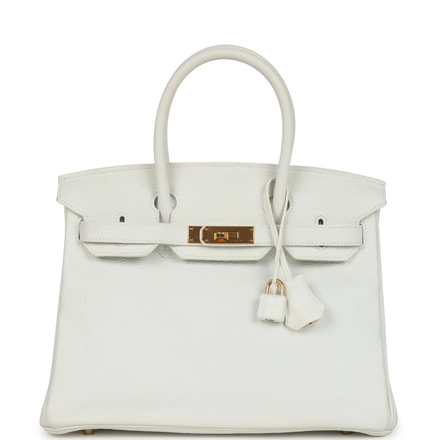 Pre-owned Hermès Birkin 30 White Clemence Gold Hardware