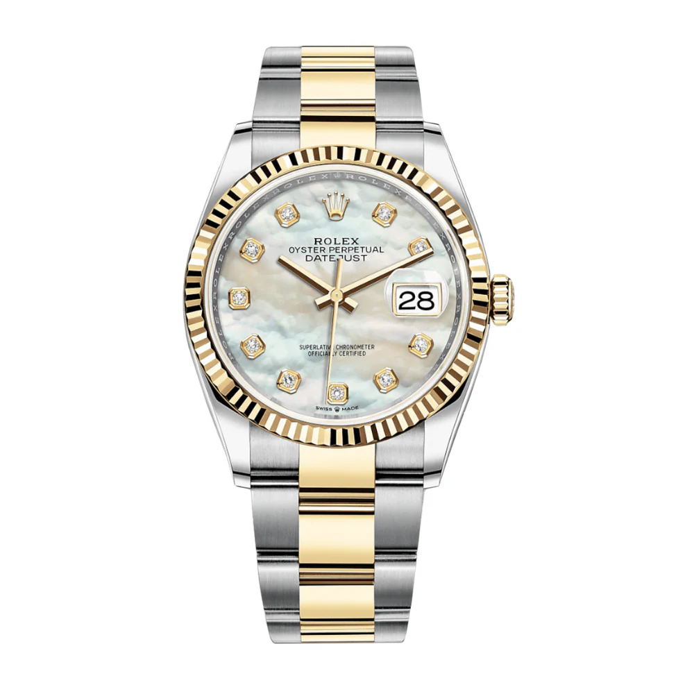 Rolex Datejust 36 126233 Stainless Steel Yellow Gold Mother of Pearl Diamond Dial Oyster