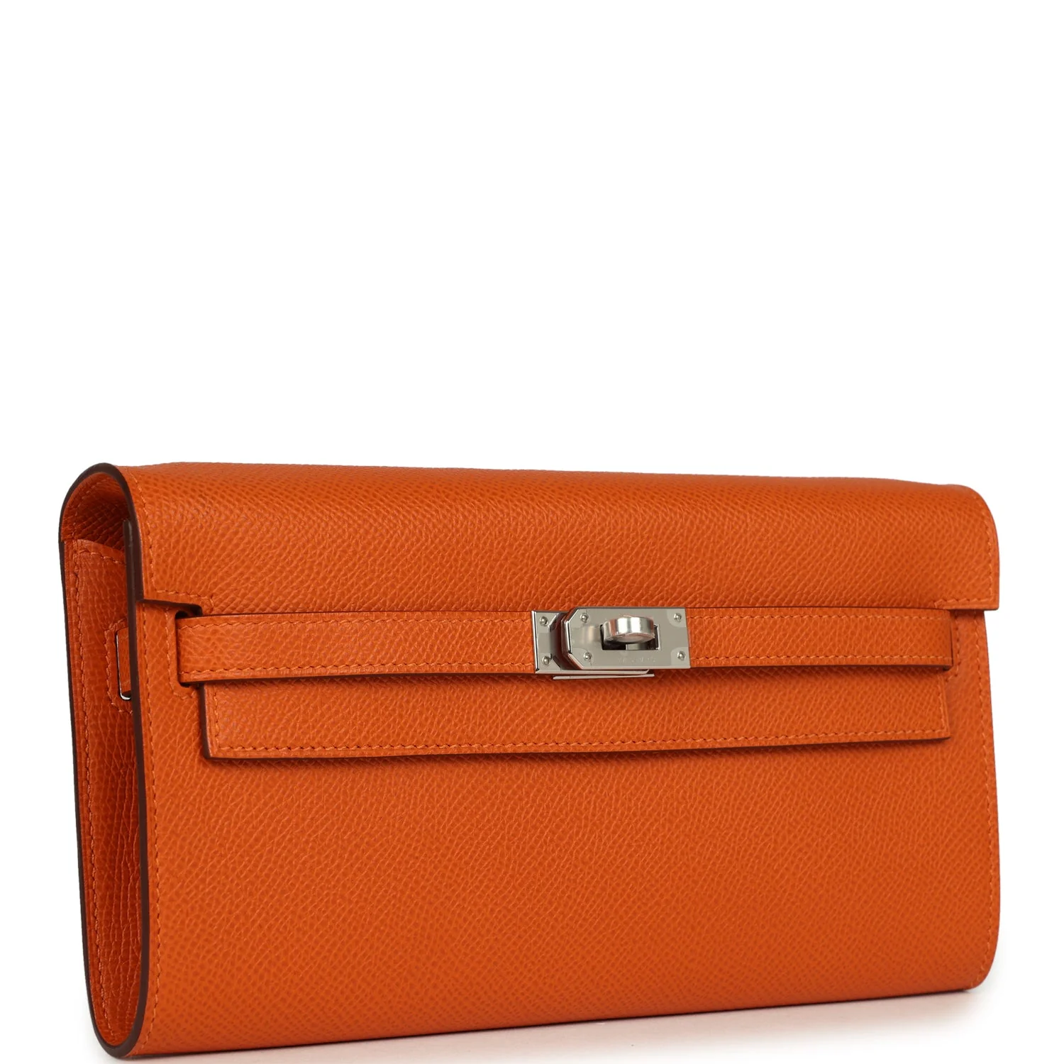 Hermes Kelly Wallet To Go Orange Epsom Palladium Hardware