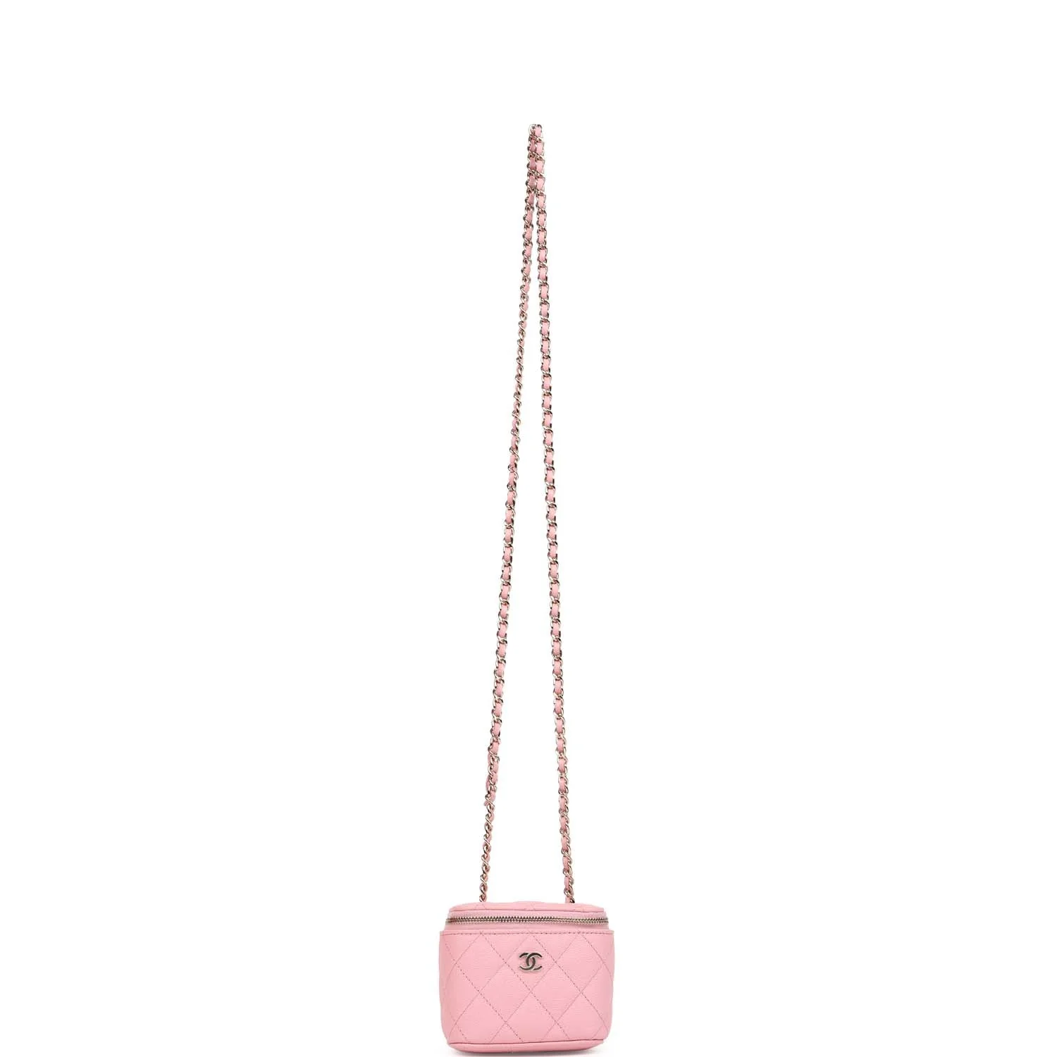 Chanel Mini Square Vanity Case Crossbody Bag Pink Caviar Light Gold Hardware