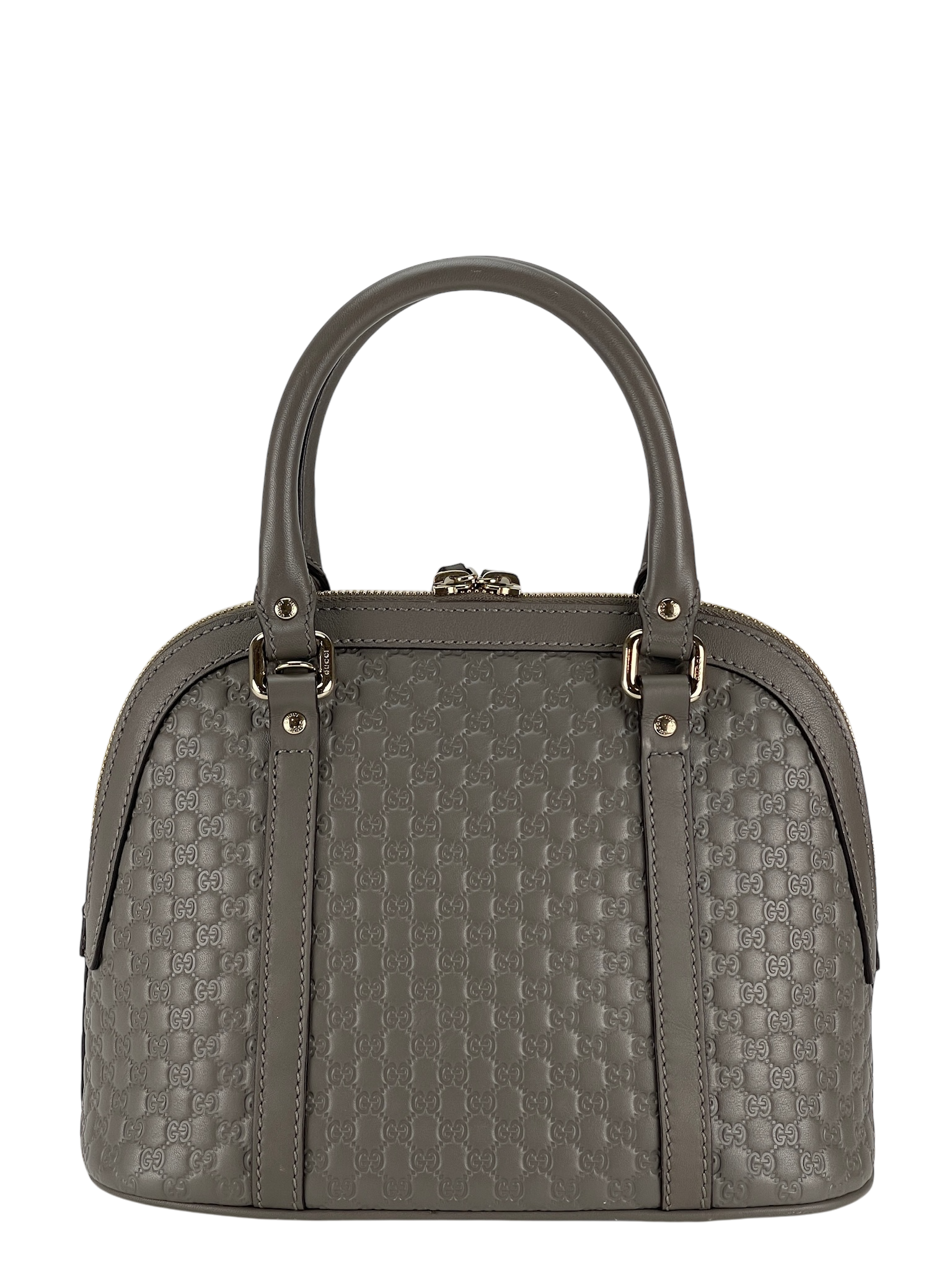 GUCCI - Grey Calfskin Micro Guccissima Leather Dome Bag