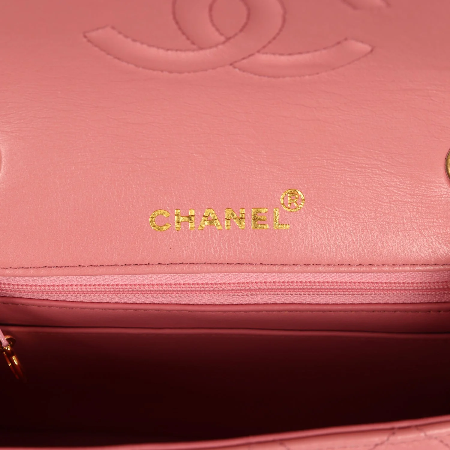 Vintage Chanel Mini Square Flap Dark Pink Lambskin Gold Hardware