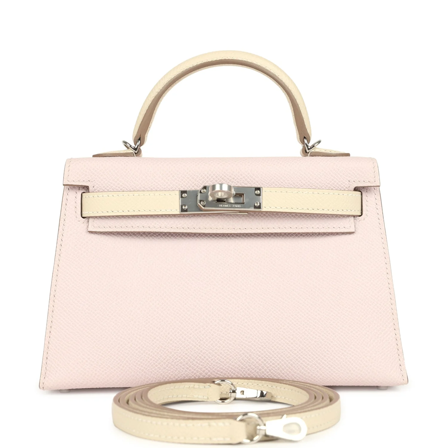 Hermes Special Order (HSS) Kelly Sellier 20 Mauve Pale and Craie Epsom Palladium Hardware
