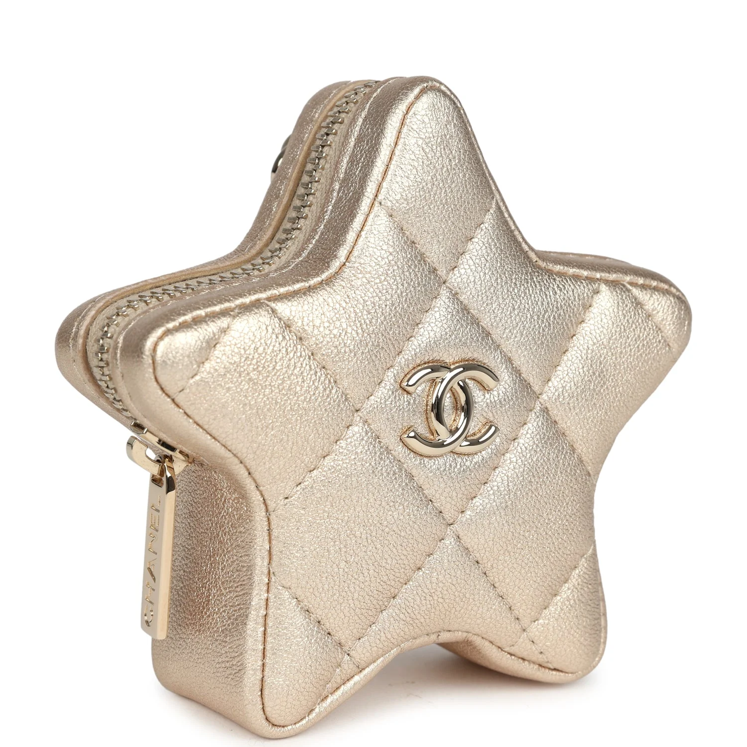 Chanel Walk Of Fame Star Clip-On Coin Purse Metallic Gold Goatskin Light Gold Hardware
