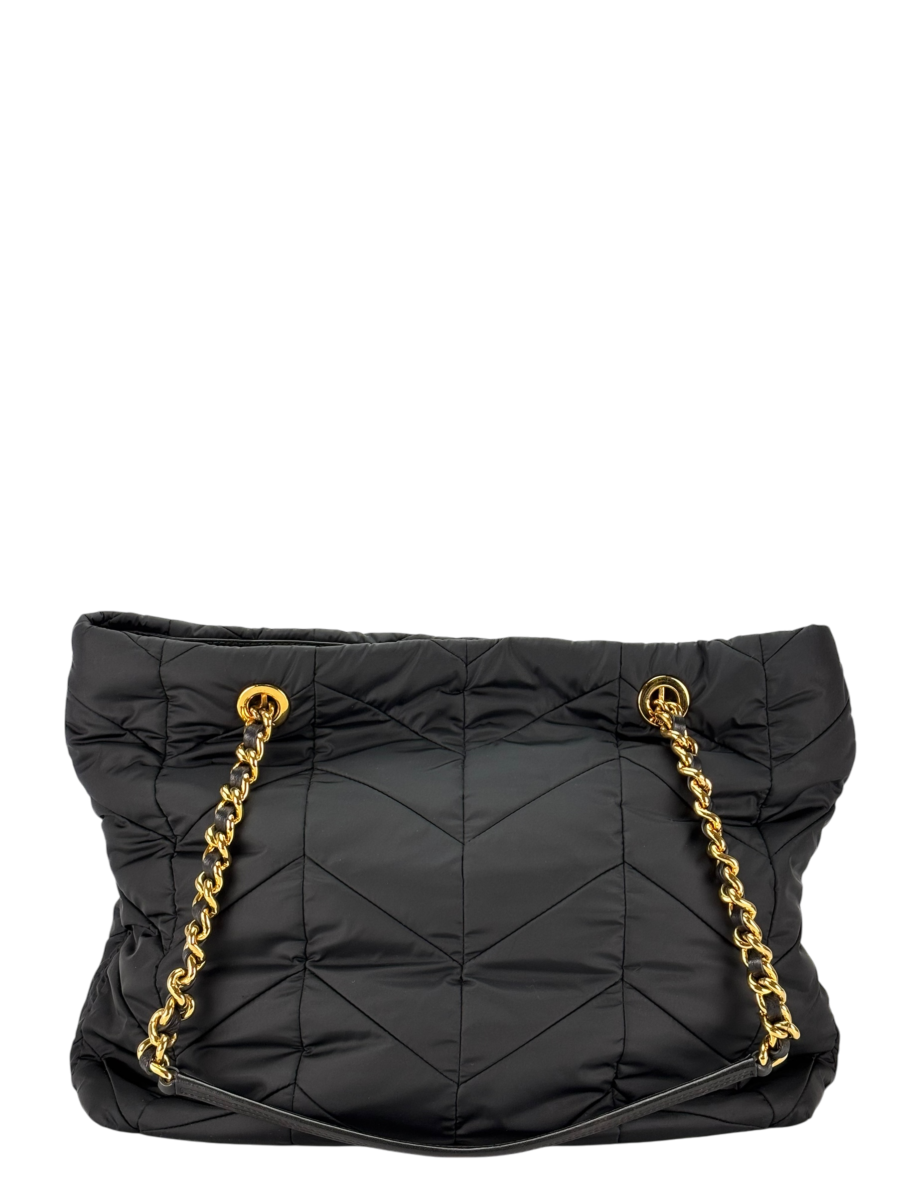 PRADA - Black Nylon Tote Impuntu Tessuto Shoulder Bag