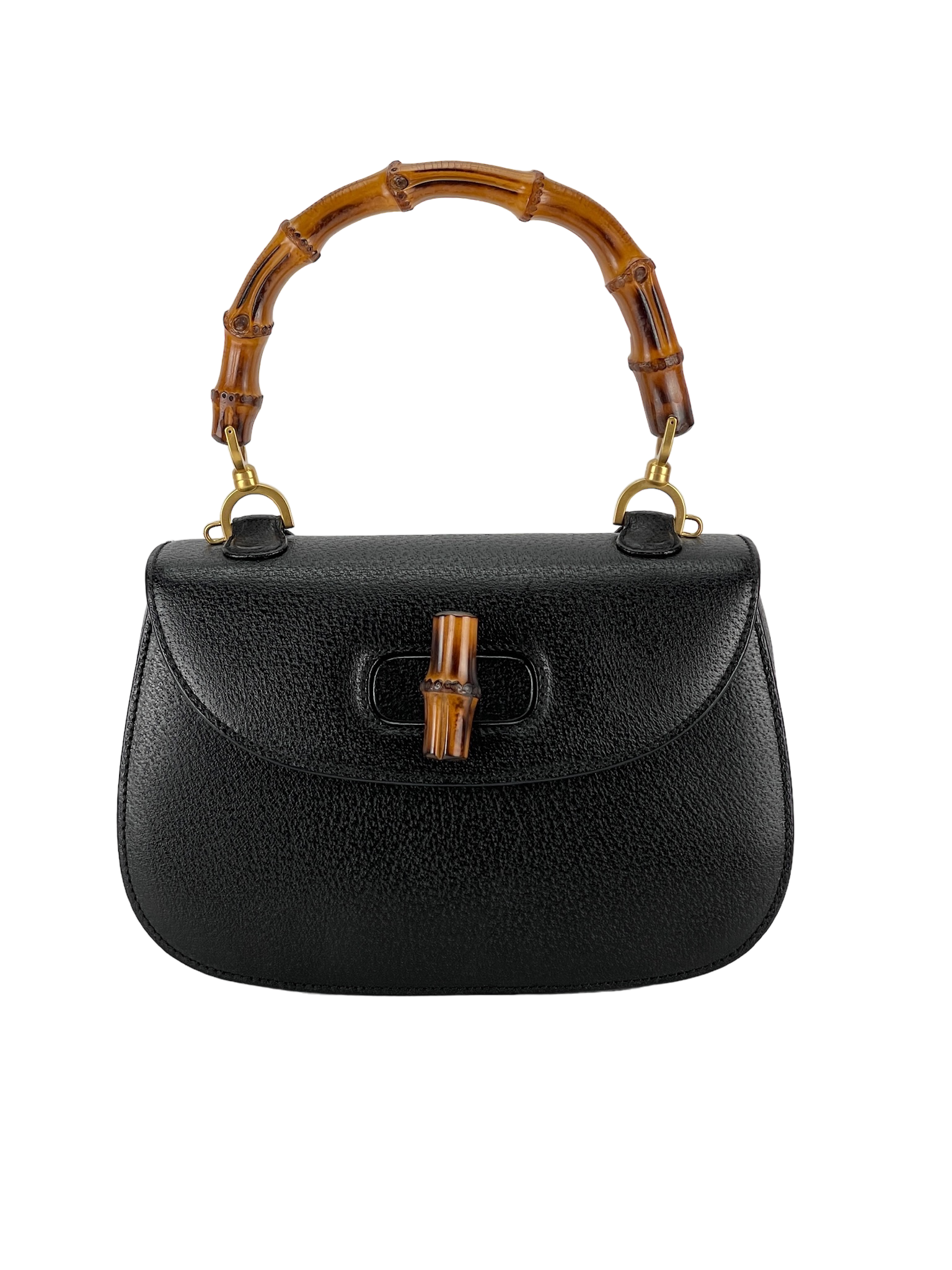 GUCCI - 2way Middle Leather Bamboo Handbag