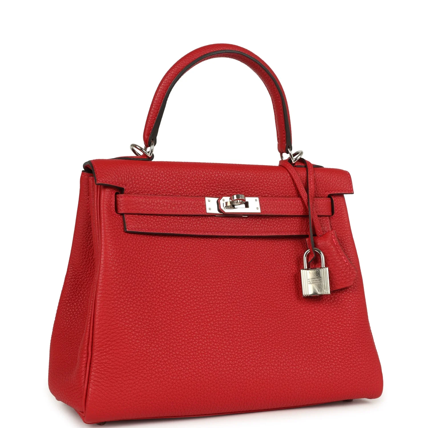 Pre-owned Hermes Kelly Retourne 25 Rouge Casaque Togo Palladium Hardware