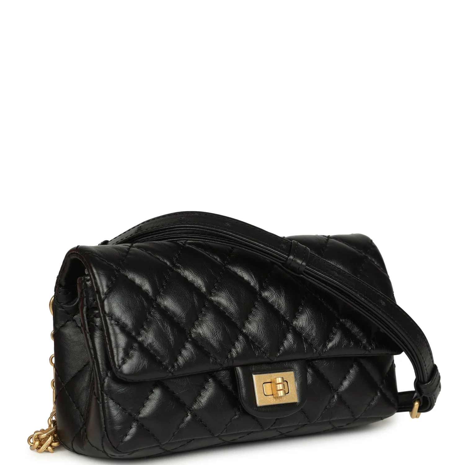 Chanel Mini Reissue Belt Bag Black Crumpled Aged Calfskin Antique Gold Hardware