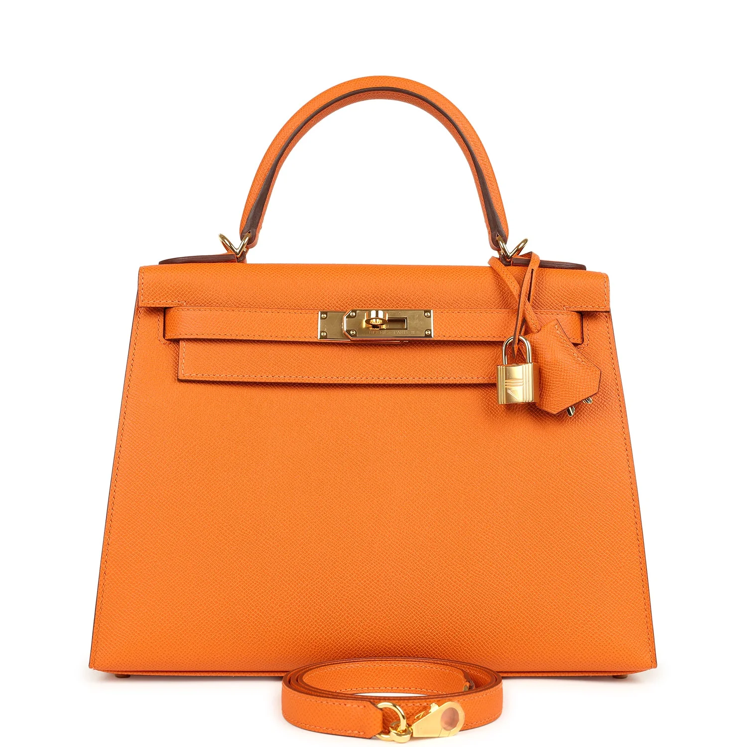 Hermes Kelly Sellier 28 Orange Epsom Gold Hardware