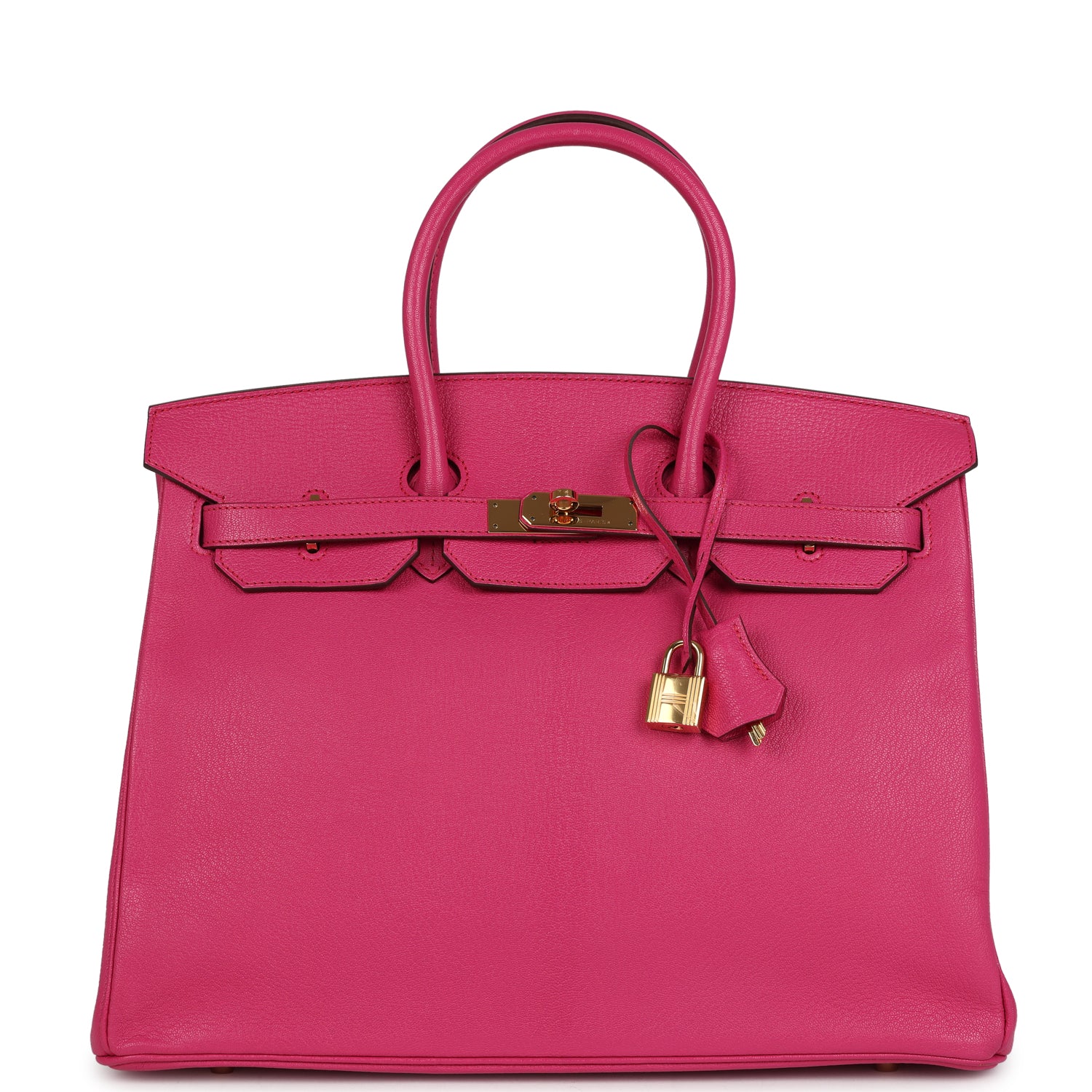 Pre-owned Hermes Birkin 35 Rose Shocking Chevre Mysore Gold Hardware