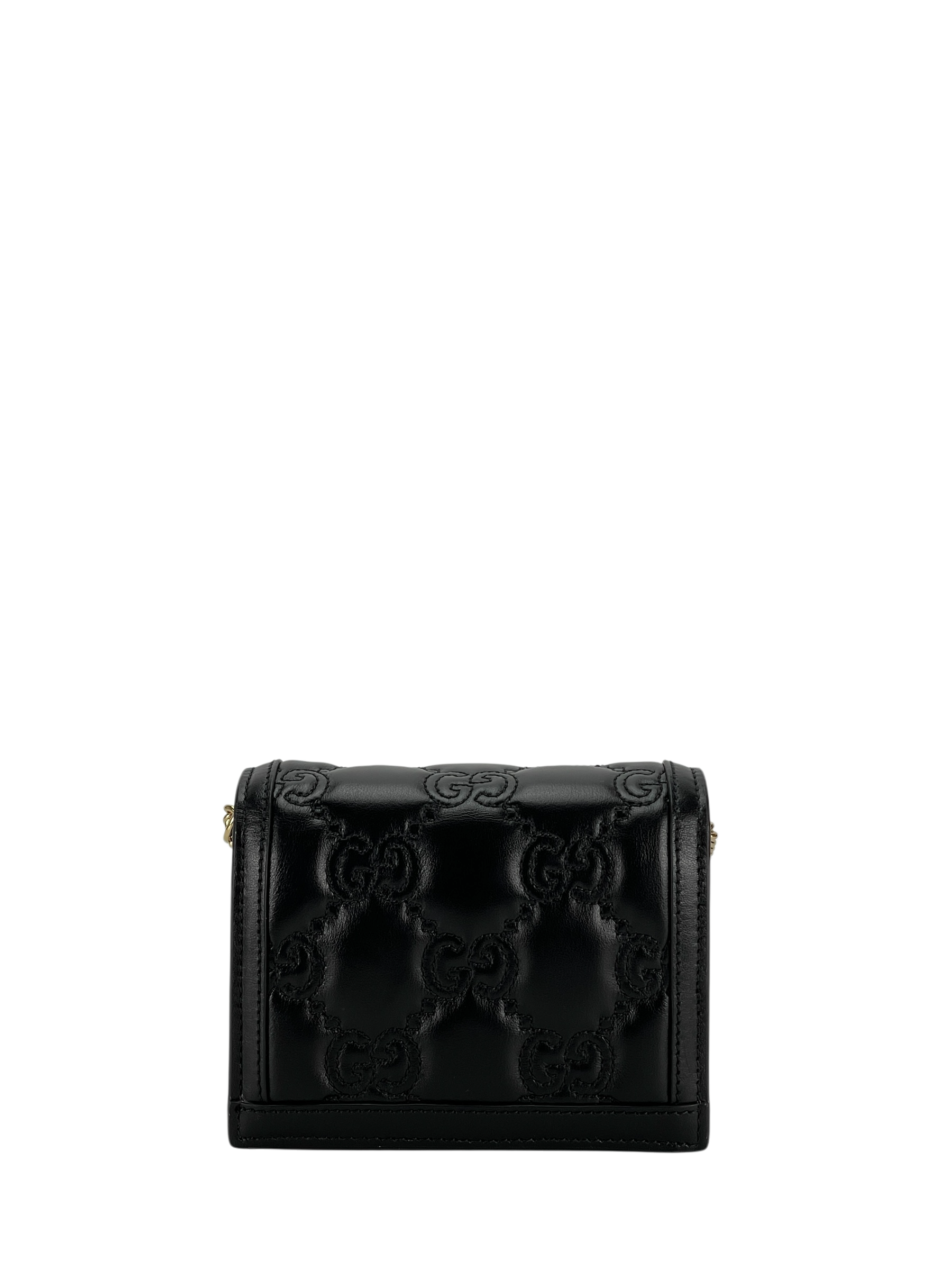 GUCCI - Enamel GG Matelasse Mini Chain Bag Black Nylon Calfskin