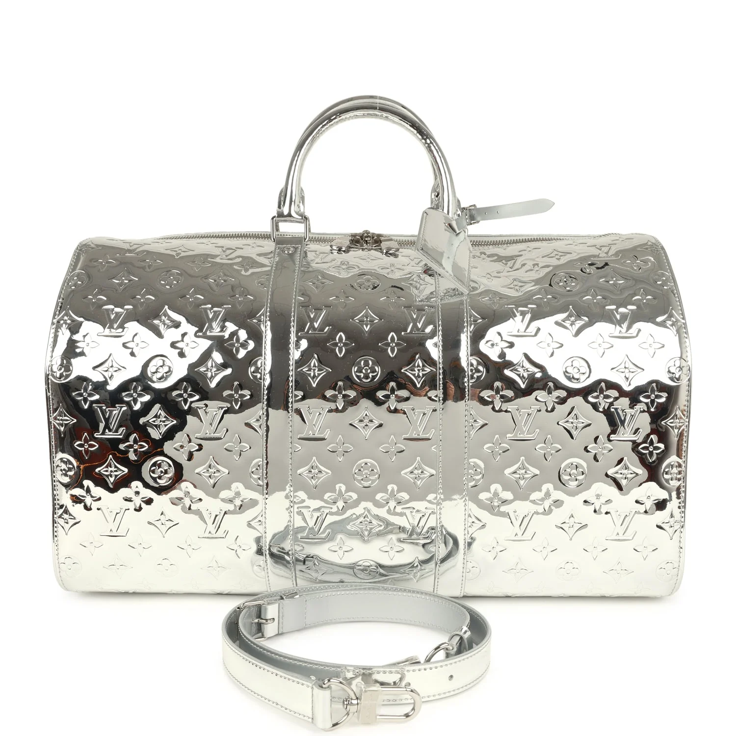 Louis Vuitton Keepall Bandouliere 50 Silver Monogram Miroir Silver Hardware