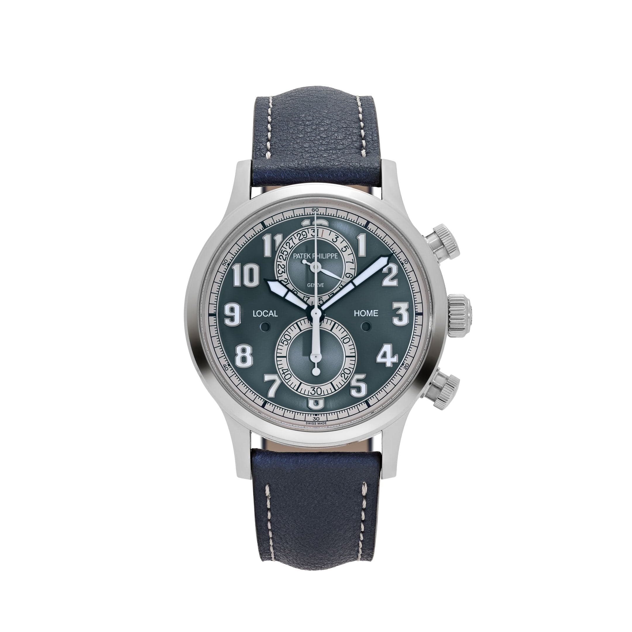 Patek Philippe Complications 5924G-001 Calatrava 'Pilot' Travel Time Flyback Chronograph White Gold Blue-Gray Dial (2025)