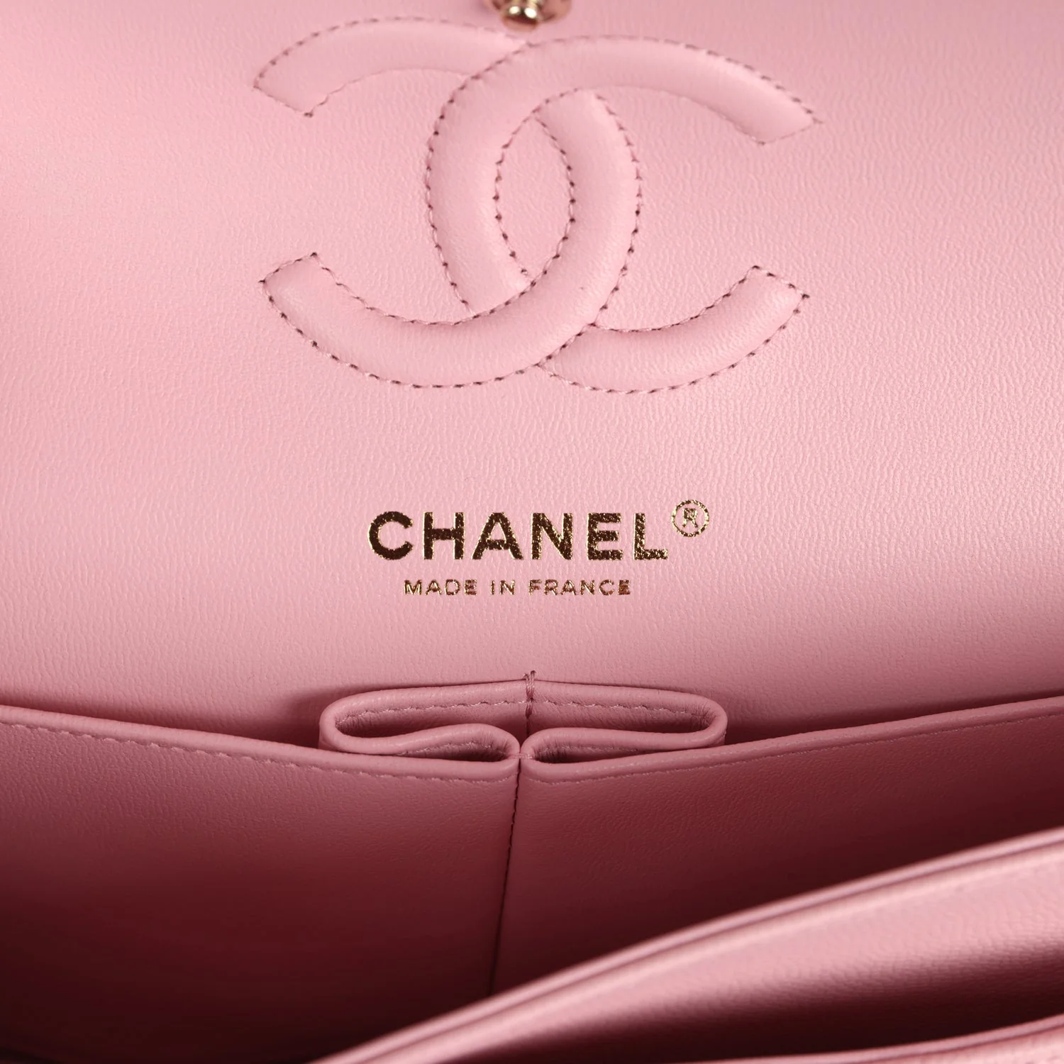 Chanel Small Classic Double Flap Bag Light Pink Chevron Caviar Light Gold Hardware