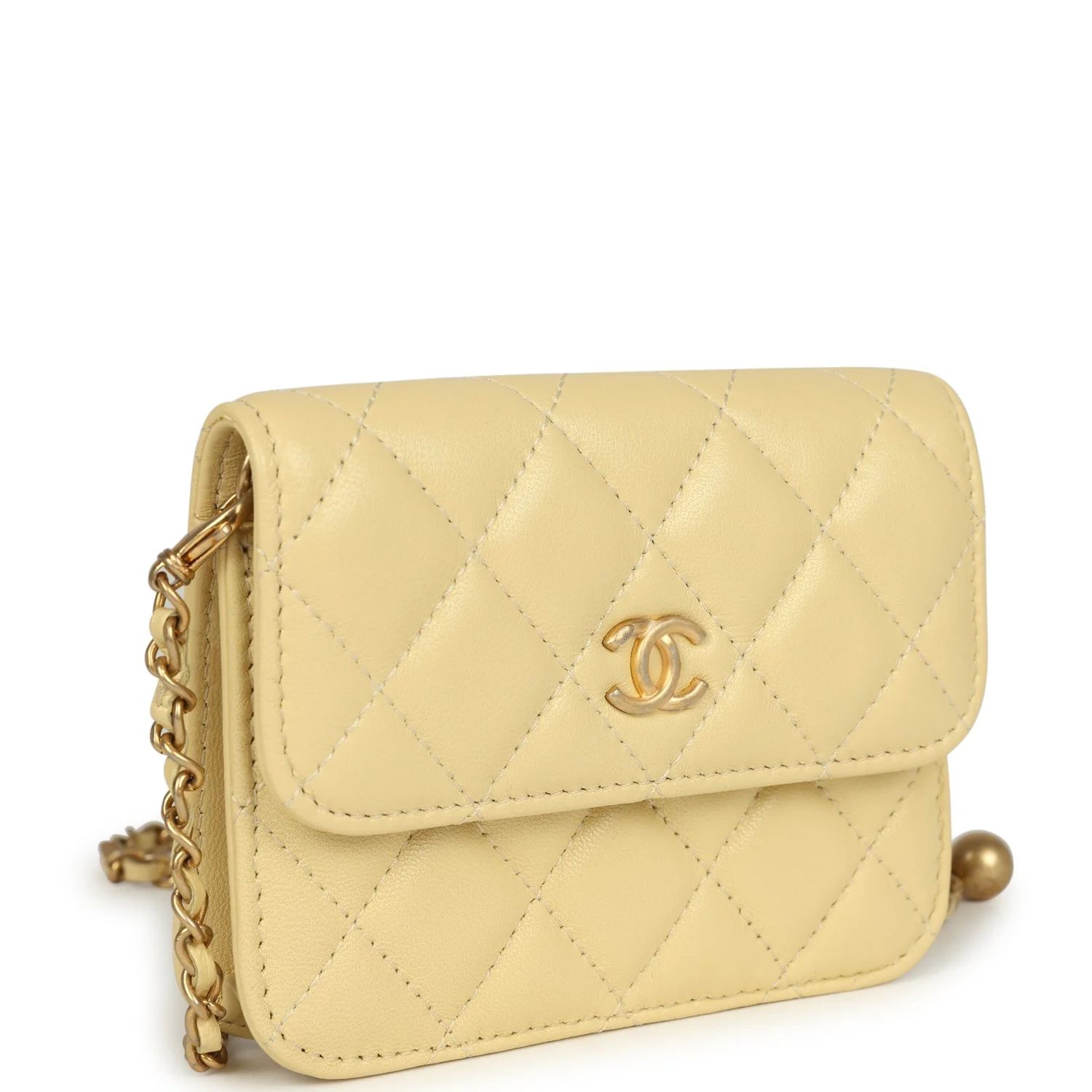 Chanel Mini Pearl Crush Belt Bag Light Yellow Lambskin Aged Gold Hardware