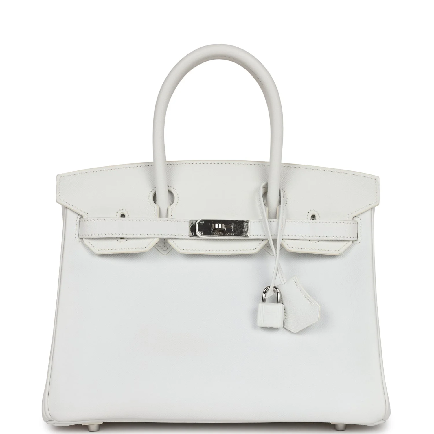 Pre-owned Hermes Birkin 30 White Epsom Palladium Hardware