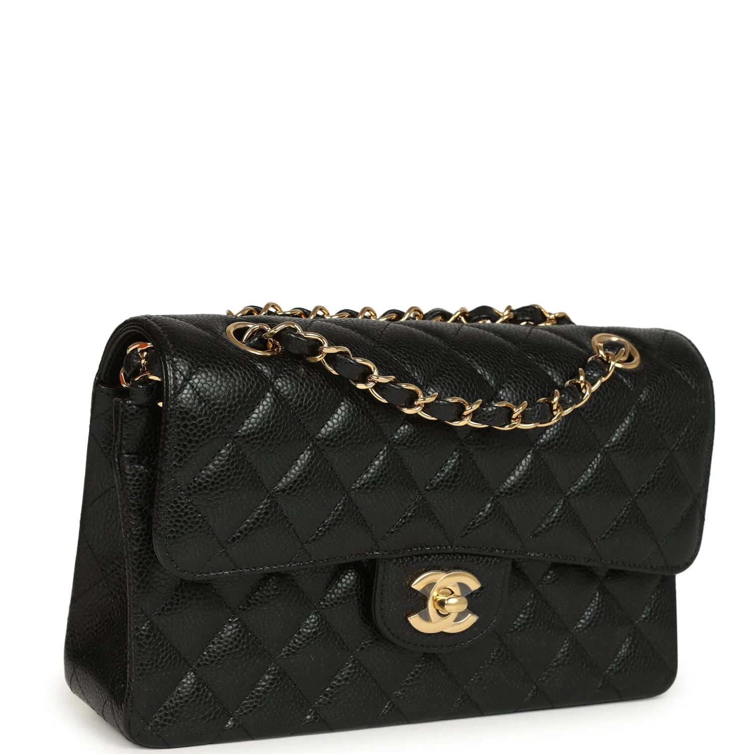 Chanel Small Classic Double Flap Bag Black Caviar Gold Hardware