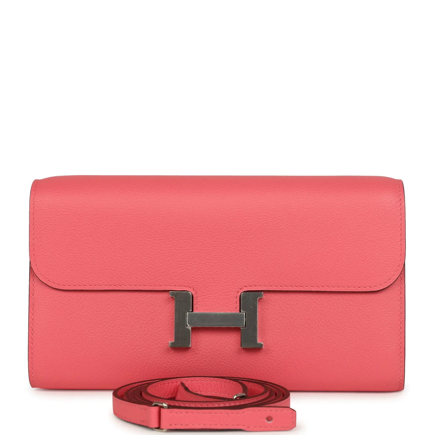 Hermes Constance Wallet To Go Rose Azalee Evercolor Palladium Hardware