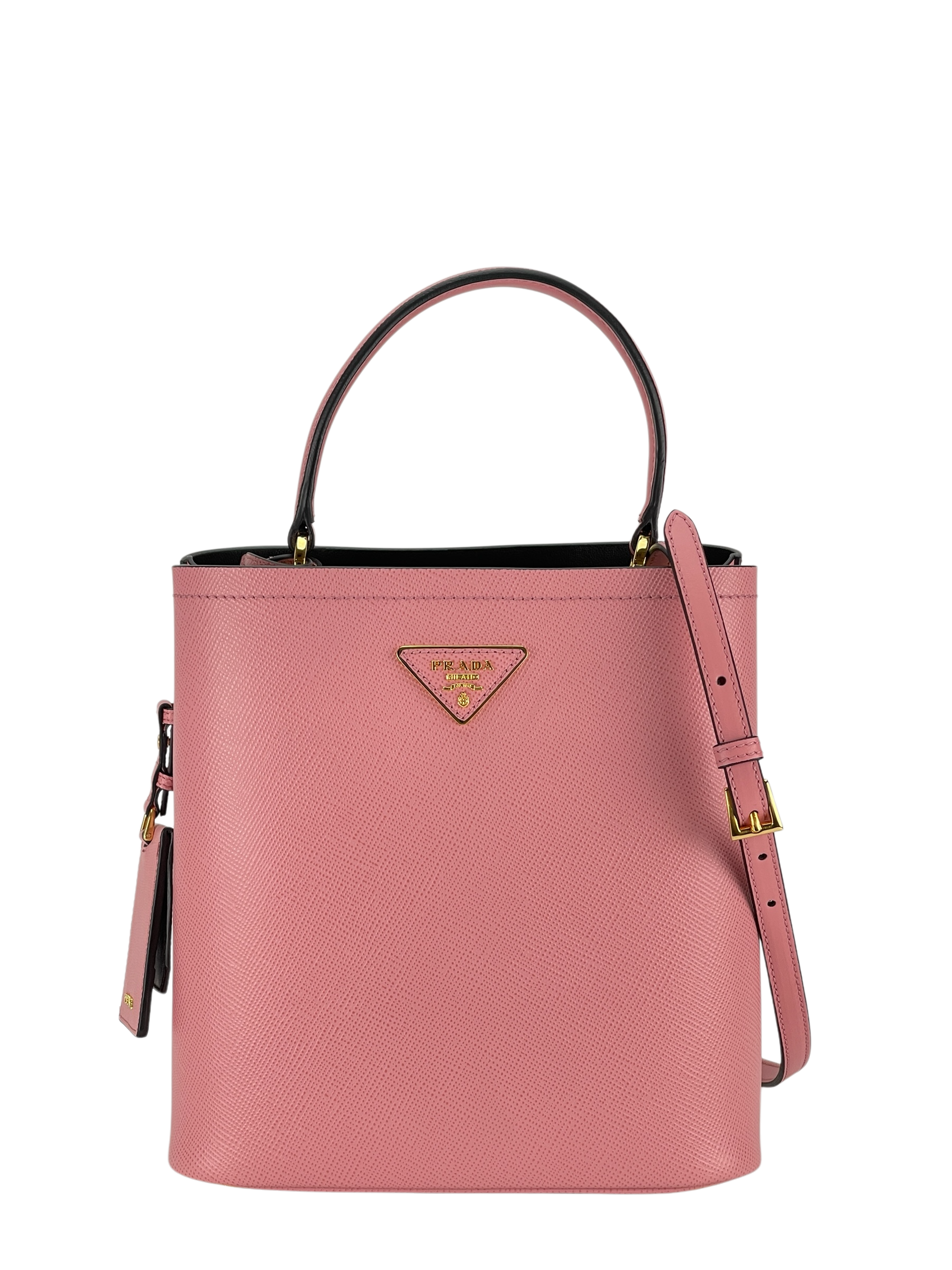 PRADA -  Pink Saffiano Cuir Panier Satchel Shoulder Bag