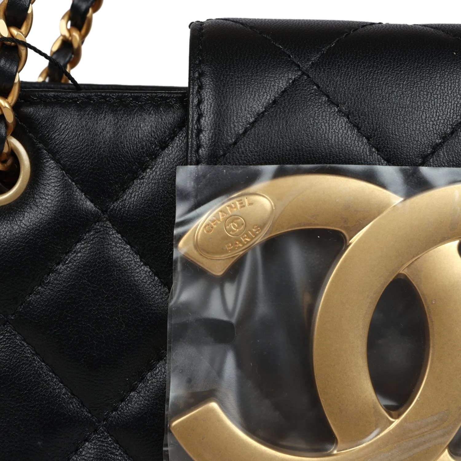 Chanel Small CC Shoulder Bag Black Lambskin Antique Gold Hardware