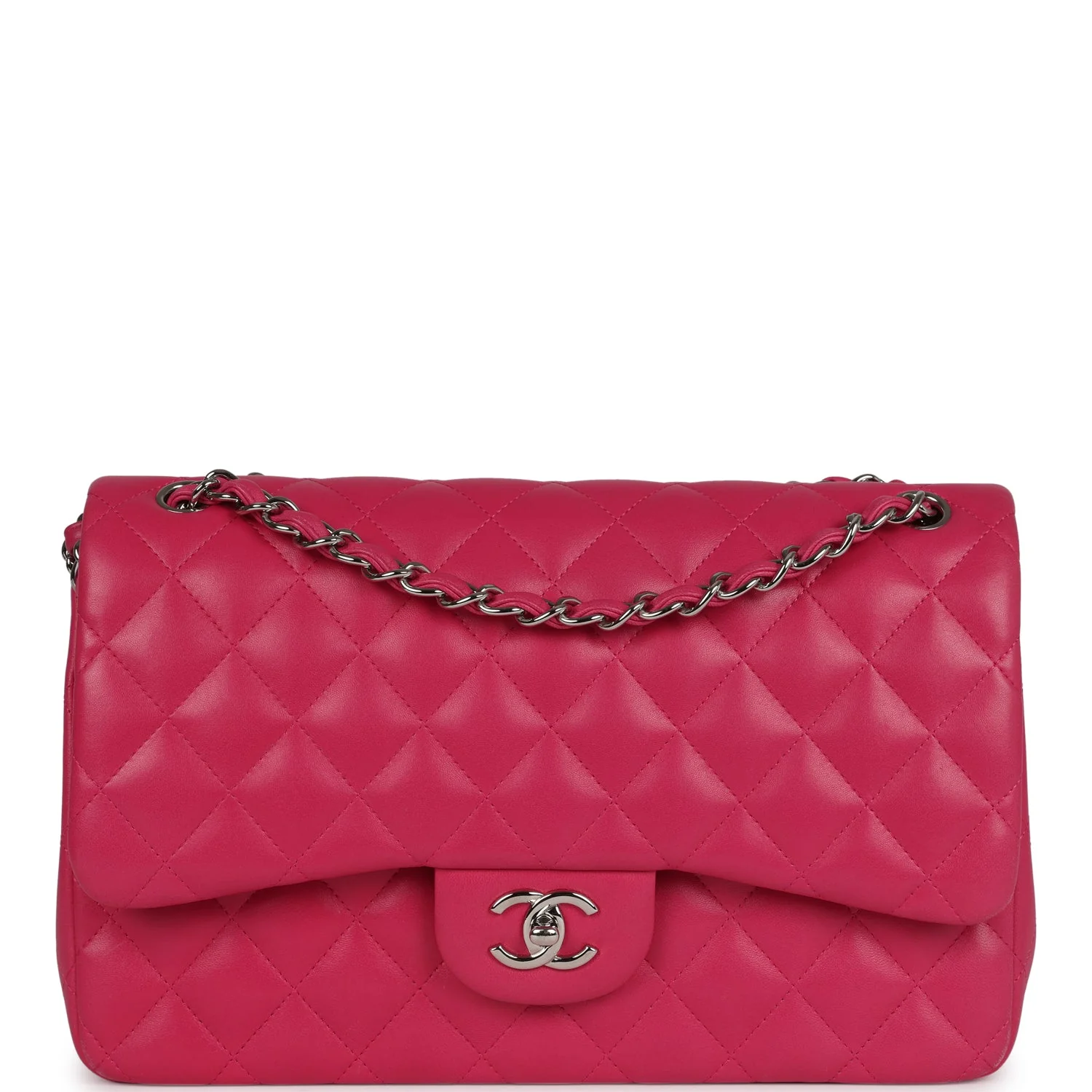 Pre-owned Chanel Jumbo Classic Double Flap Pink Lambskin Silver Hardware