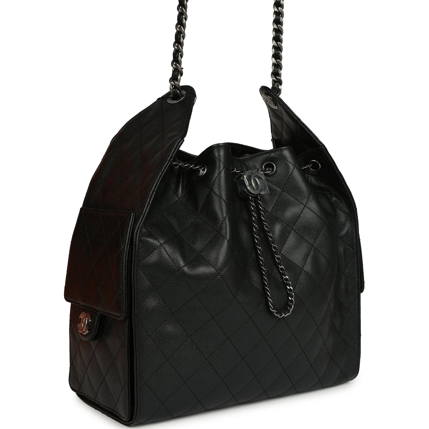 Chanel Medium 25 Hobo Bag Black Caviar Aged Ruthenium Hardware
