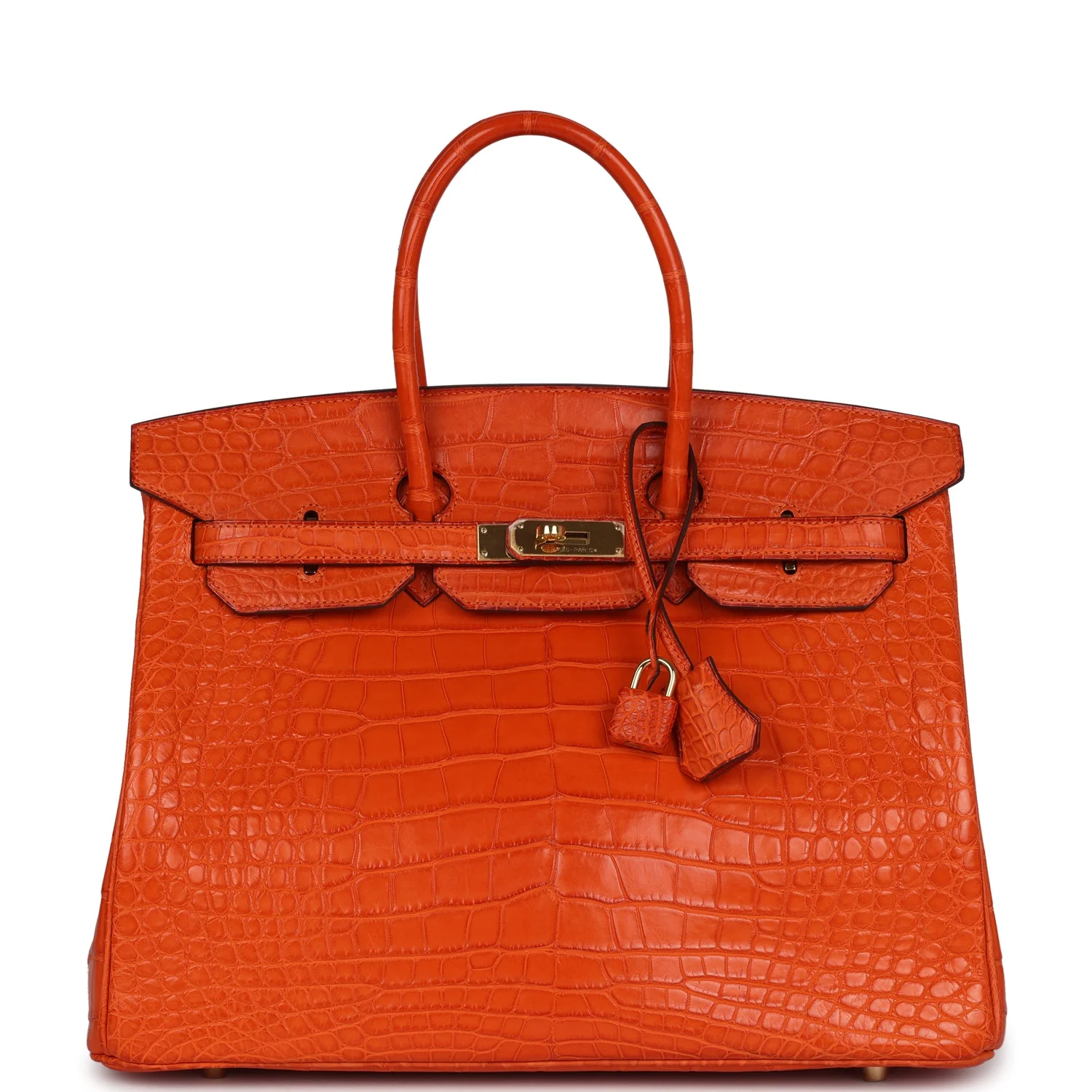 Pre-owned Hermes Birkin 35 Feu Matte Alligator Gold Hardware