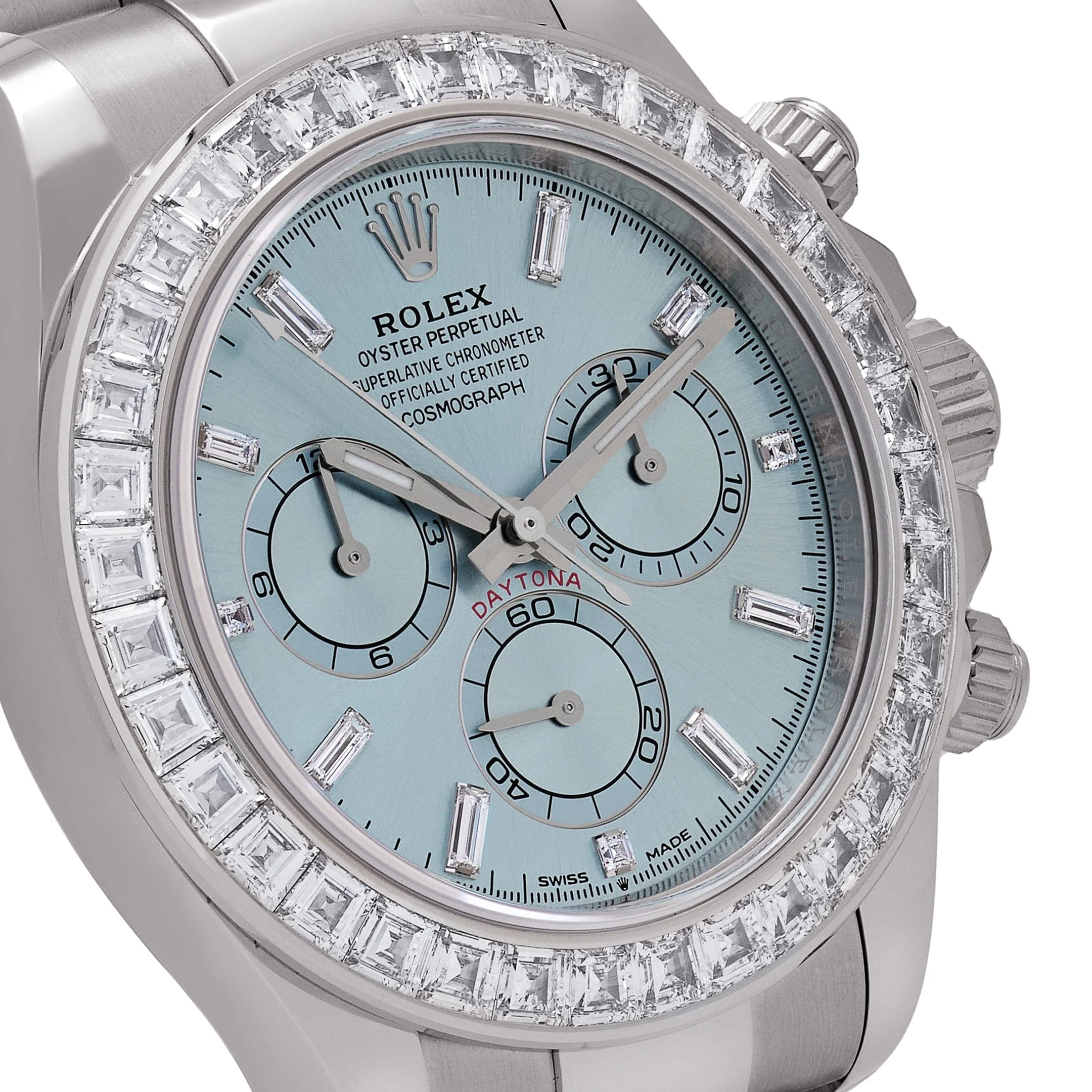 Rolex Daytona 126576TBR Platinum Ice Blue Diamond Dial Diamond Bezel