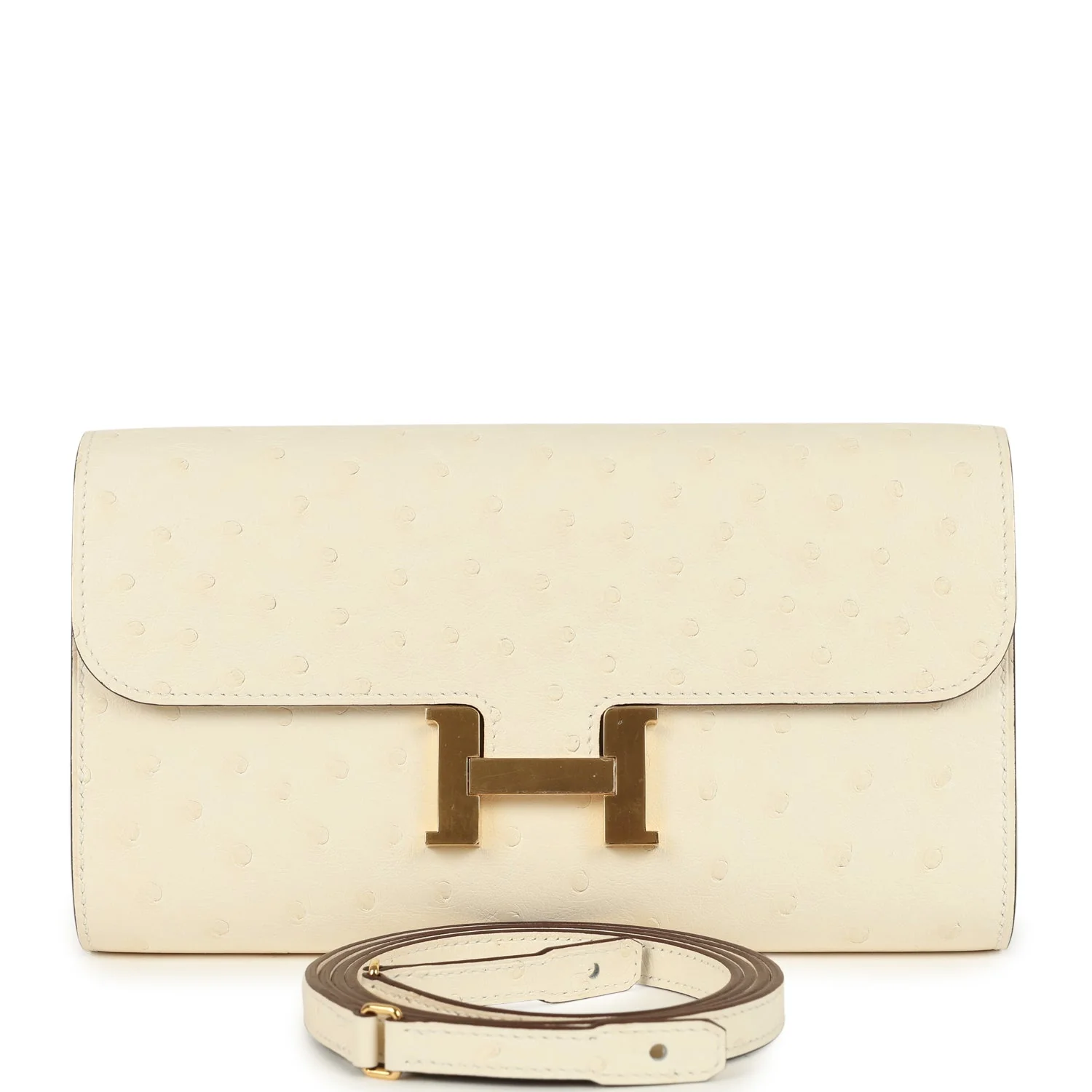 Hermes Constance Wallet To Go Nata Ostrich Gold Hardware