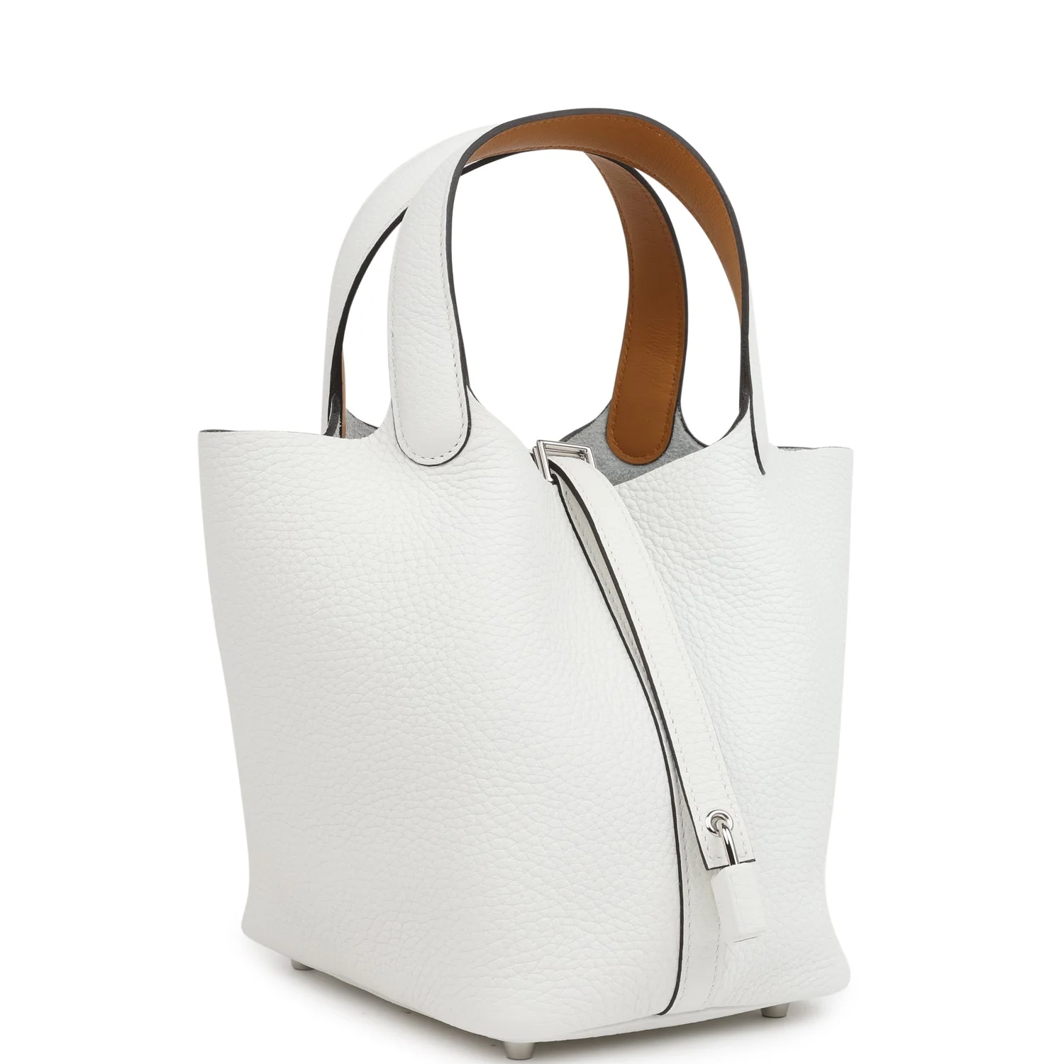 Hermes Picotin Lock Eclat 18 New White Clemence and Sesame Swift Palladium Hardware