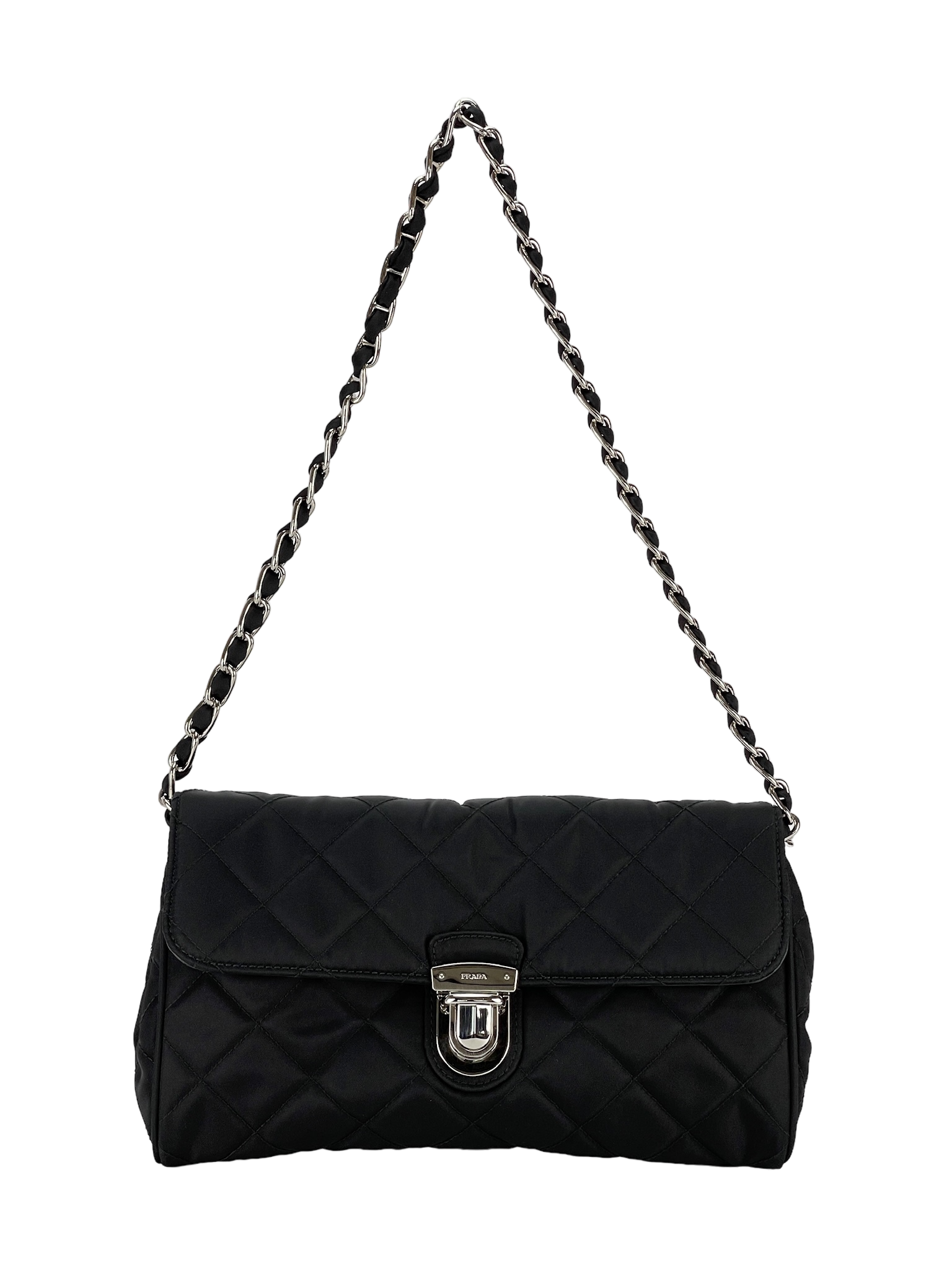 PRADA - Nylon Pushlock Flap Crossbody Bag