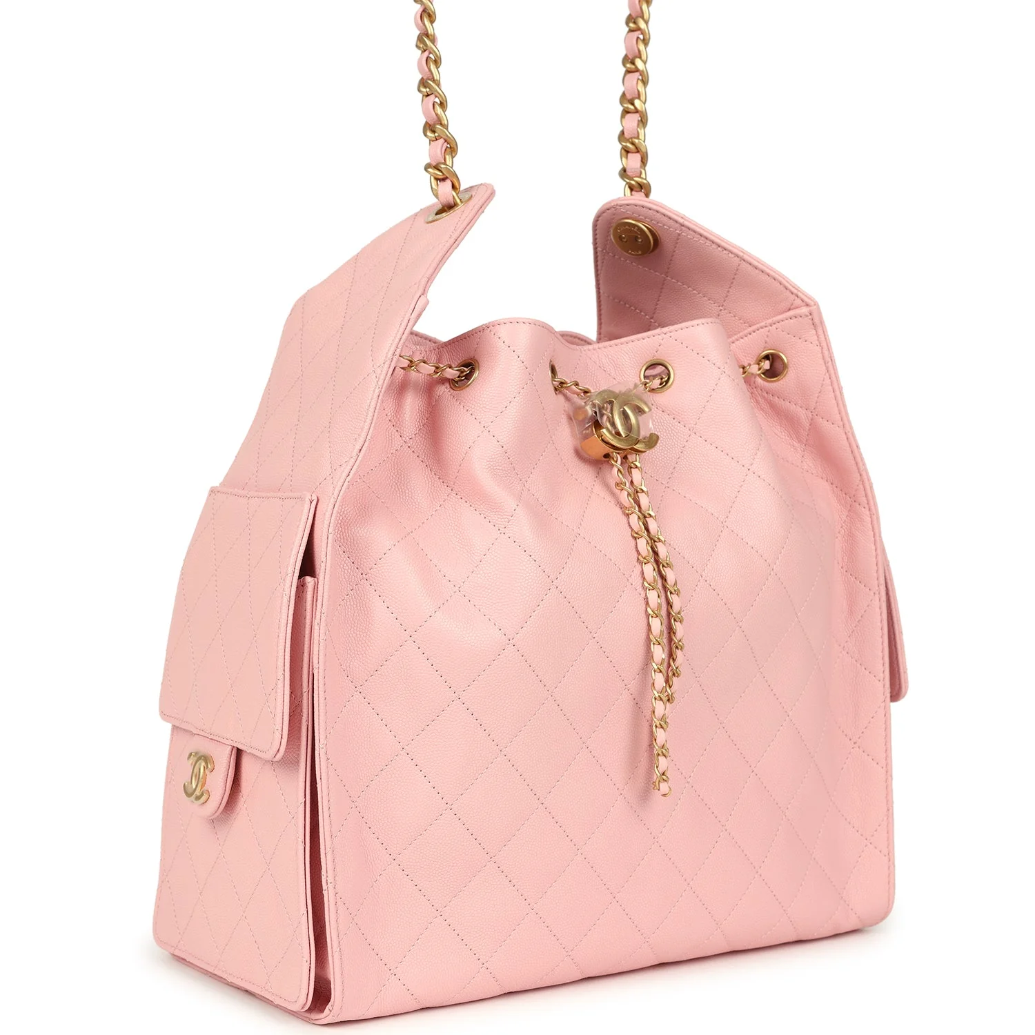 Chanel Medium 25 Hobo Bag Light Pink Caviar Antique Gold Hardware