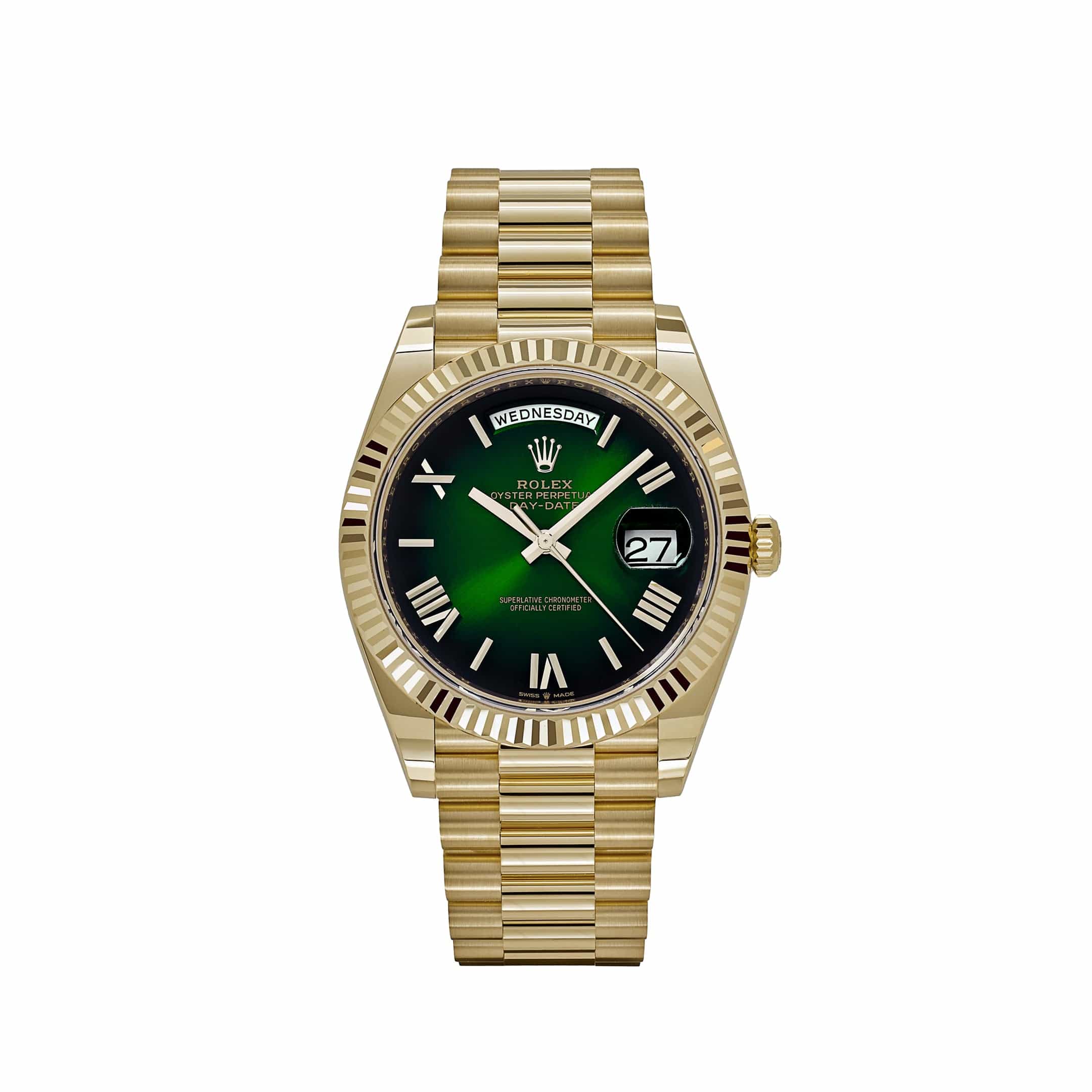 Rolex Day-Date 40 228238 Yellow Gold Green Ombre Roman Numeral Dial