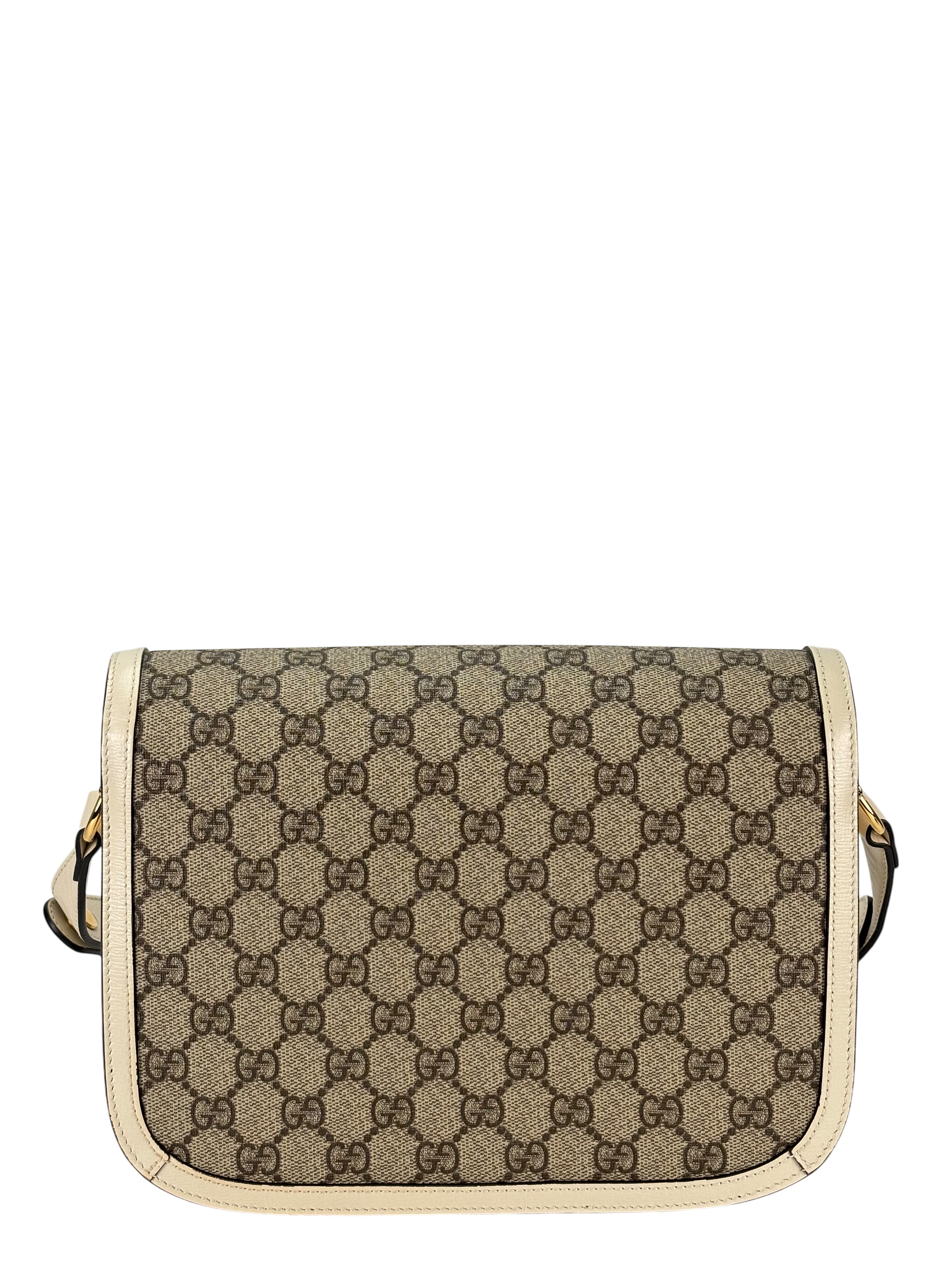 GUCCI - 1955 Horsebit Shoulder Bag Beige White