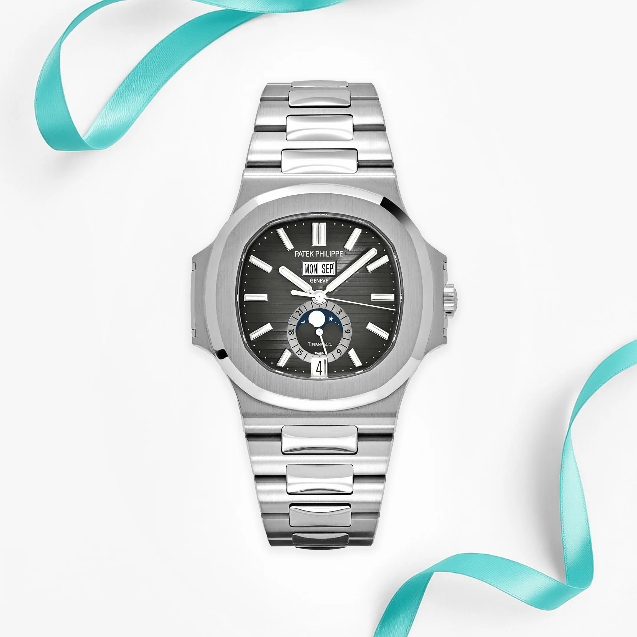 Patek Philippe Nautilus 5726/1A-001 'Tiffany & Co.' Annual Calendar Moon Phases Stainless Steel Grey Dial