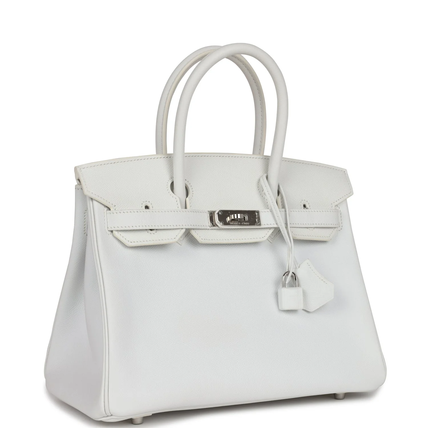Pre-owned Hermes Birkin 30 White Epsom Palladium Hardware