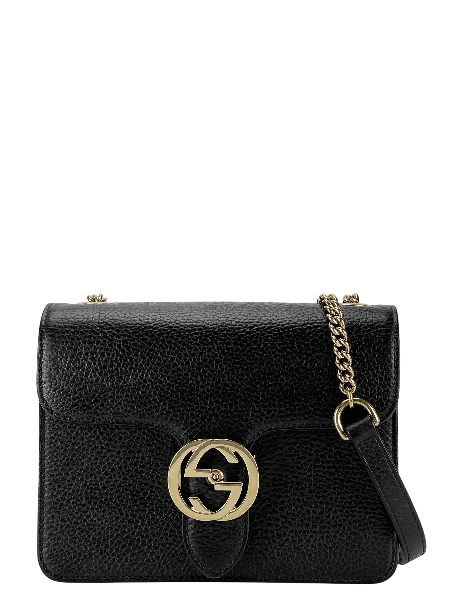 GUCCI - Black Interlocking G Chain Shoulder Bag