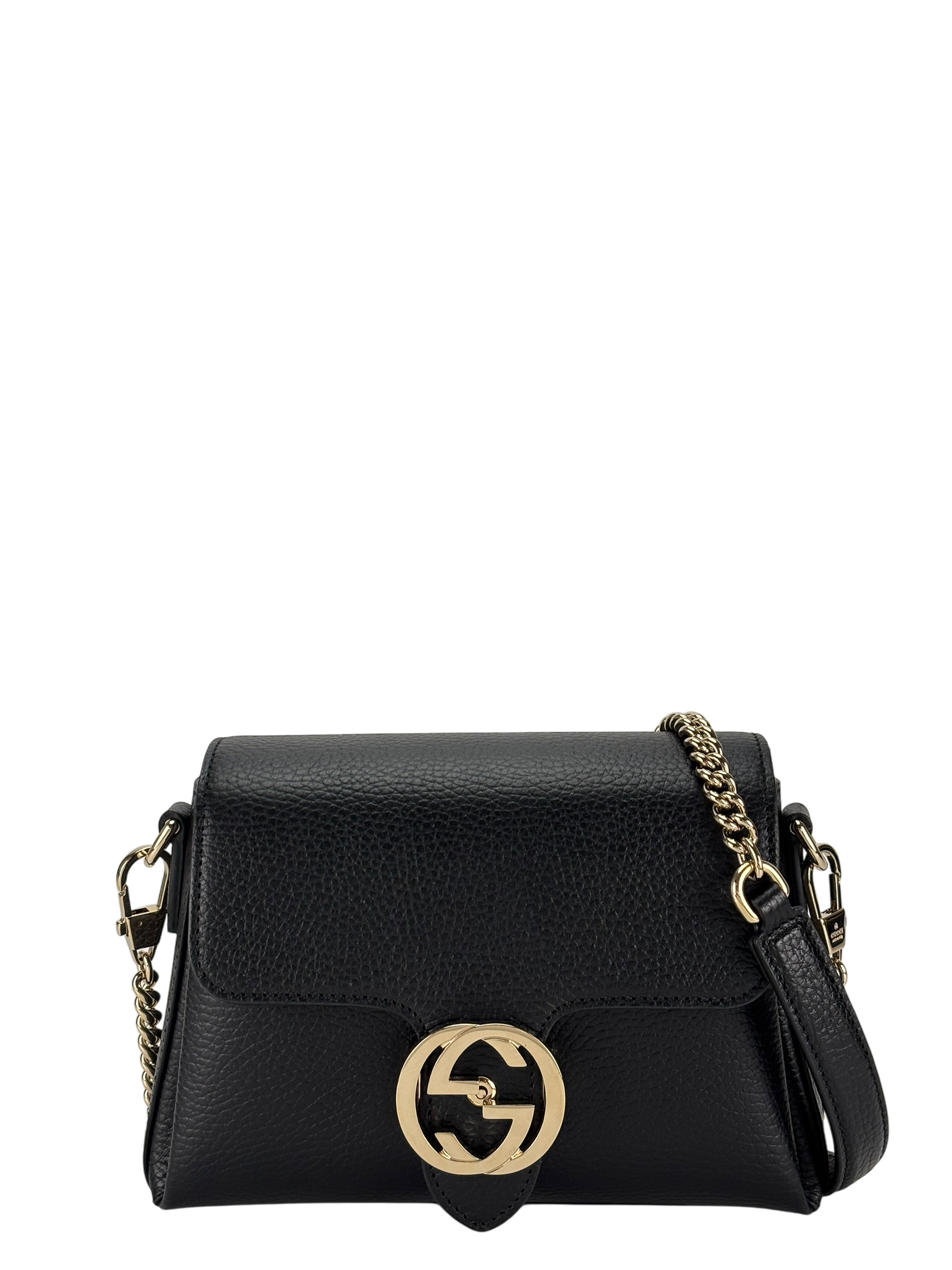 GUCCI - Black Interlocking G Chain Shoulder Bag
