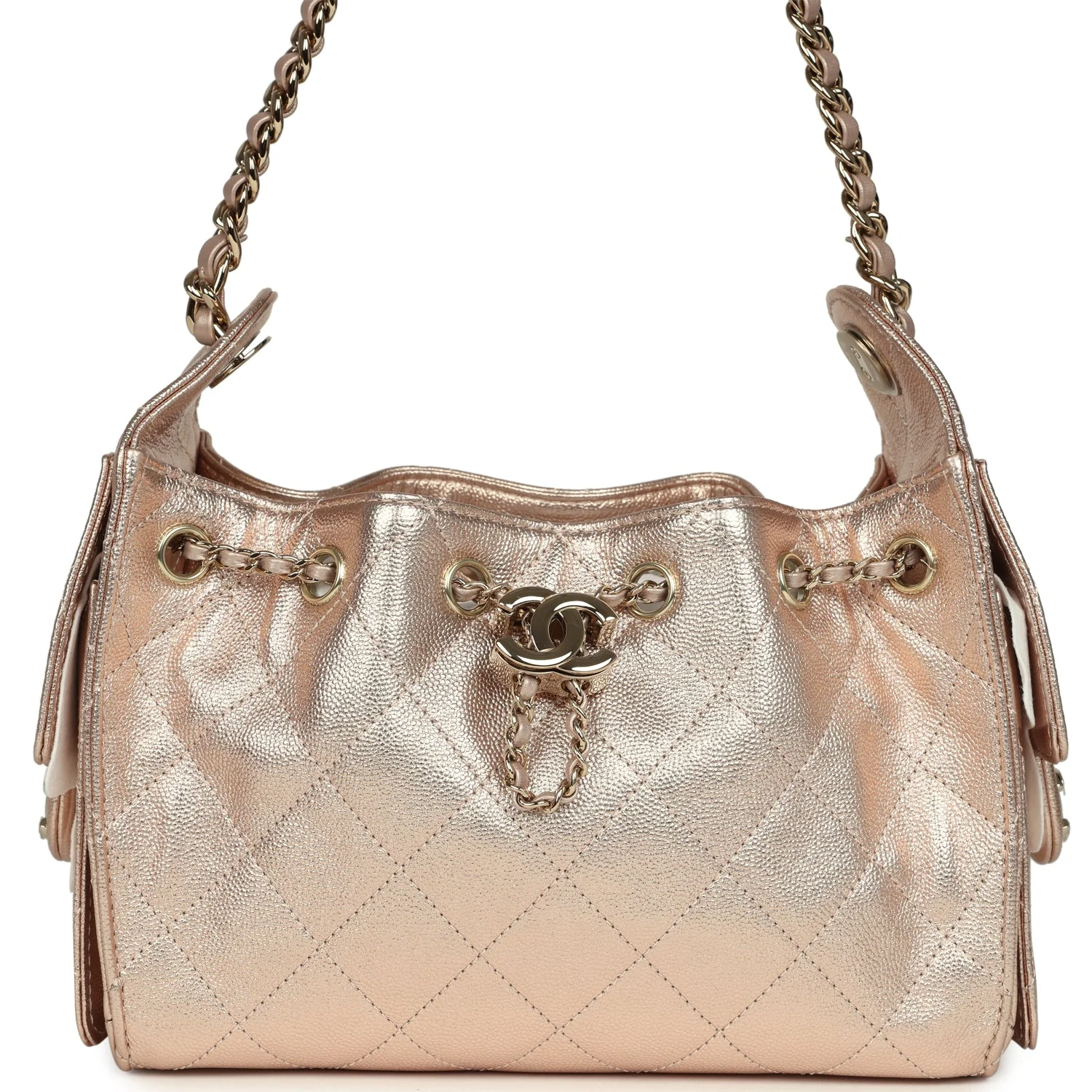 Chanel Mini 25 Hobo Bag Metallic Rose Gold Caviar Caviar Light Gold Hardware