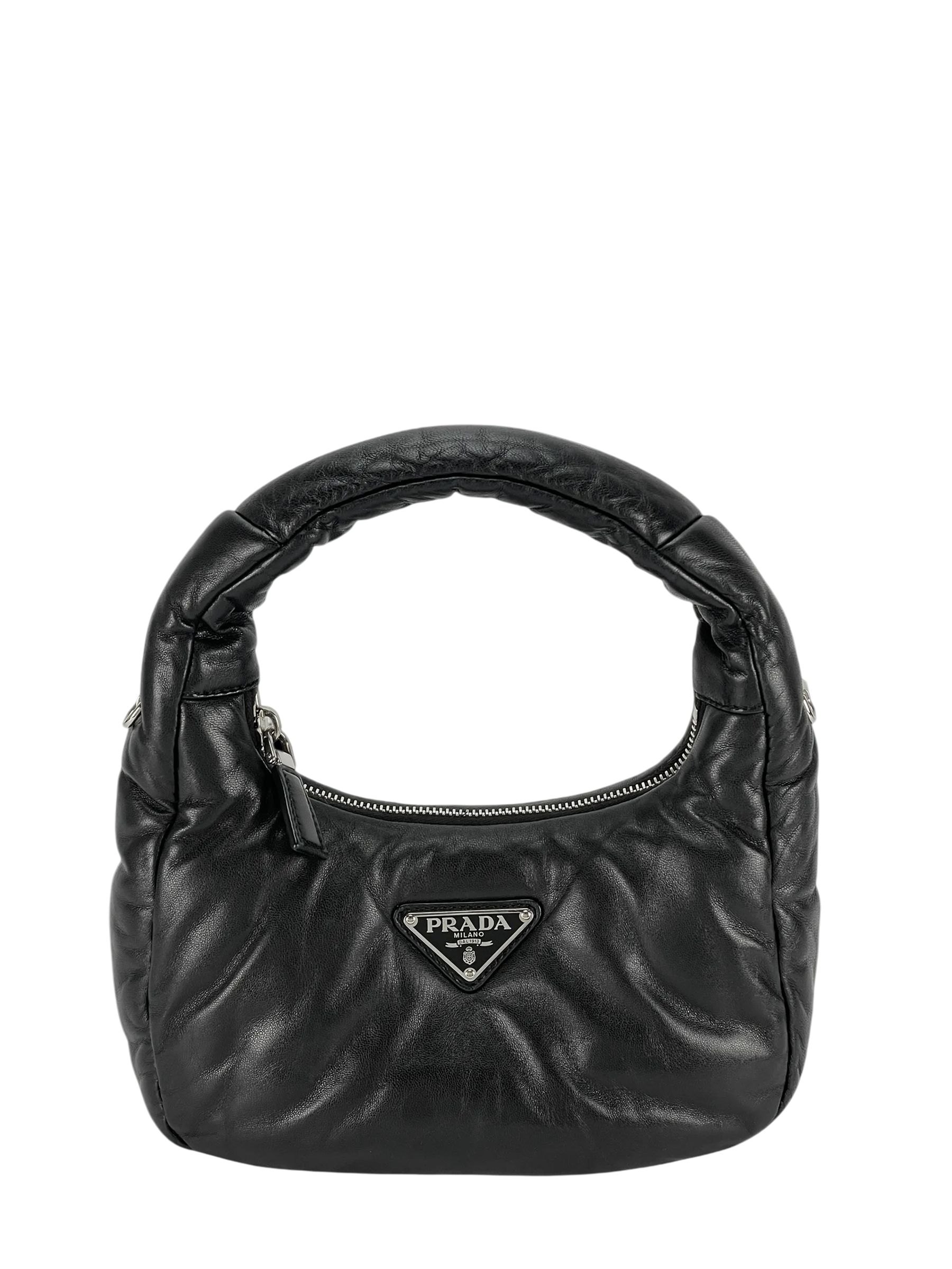 PRADA - Mini Soft Padded Nappa Black Leather